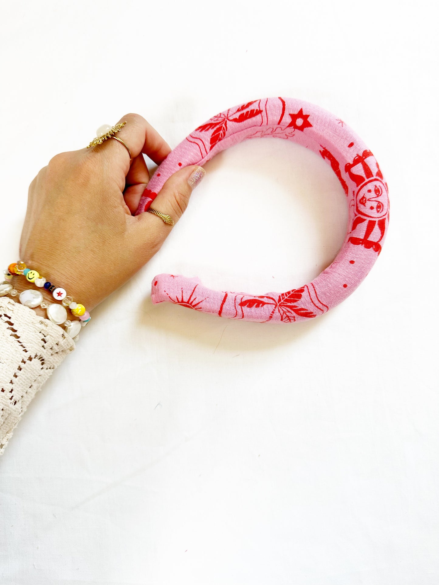Padded Headband in pink and red
