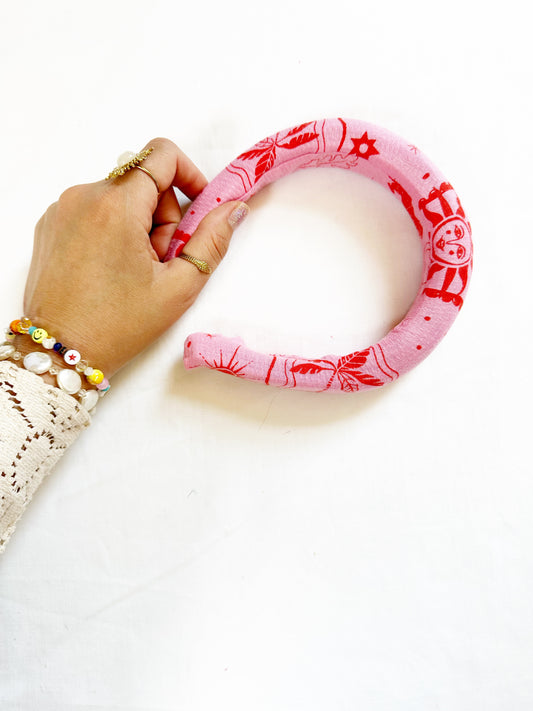 Padded Headband in pink and red