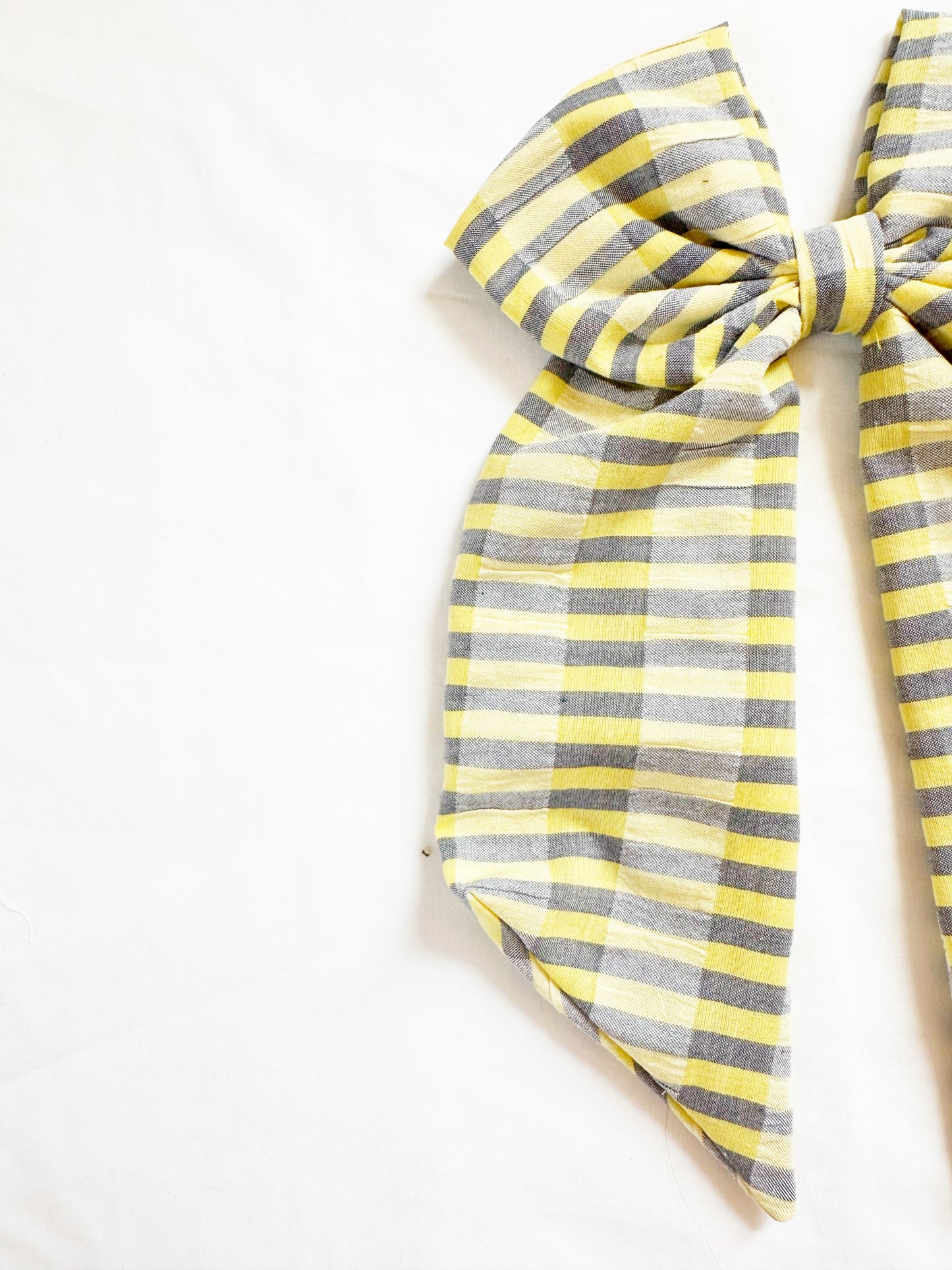 POWER Hair Bow in Olive yellow and grey stripe