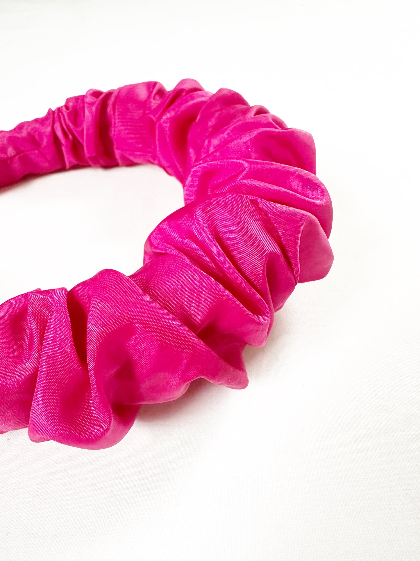 Ruffle Headband in hot pink taffeta