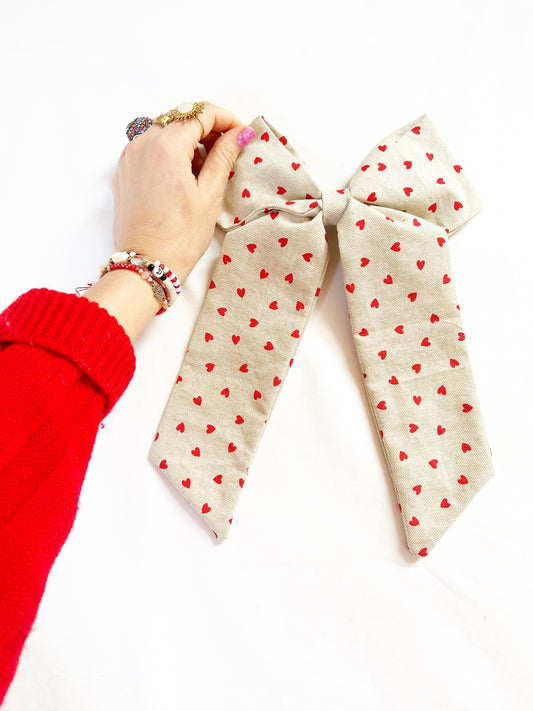 POWER Hair Bow in heart print