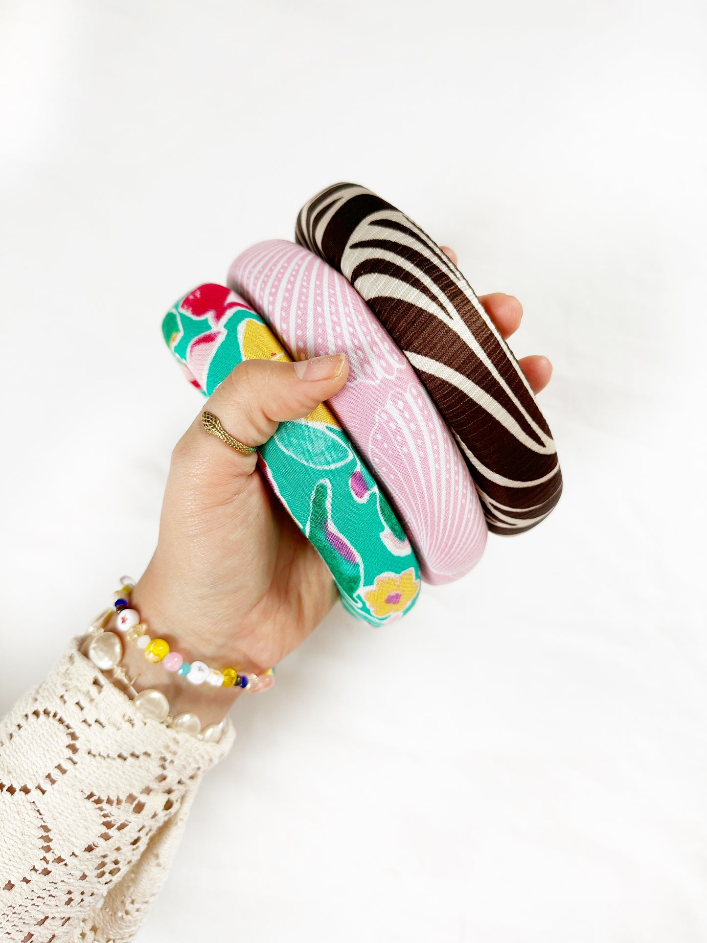 Padded Headband in pink shell print