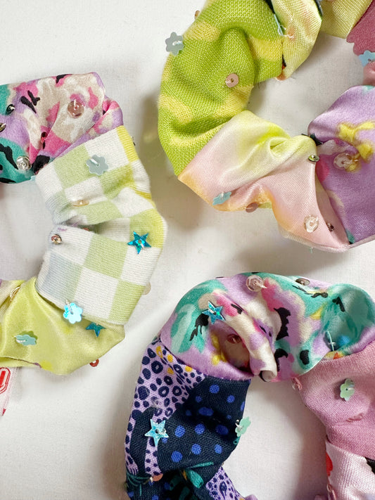 Patchwork sequinned mini scrunchie