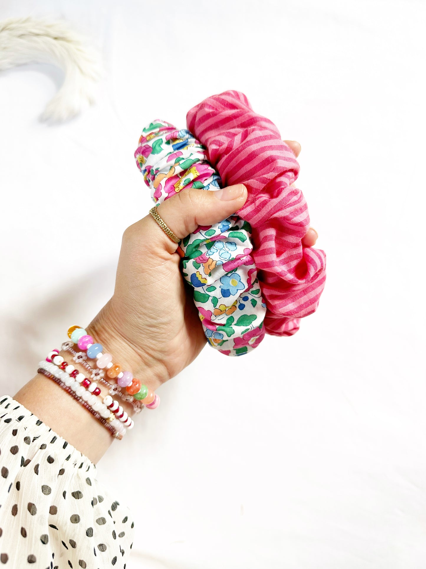 Ruffle Headband in Liberty Betsy pink floral
