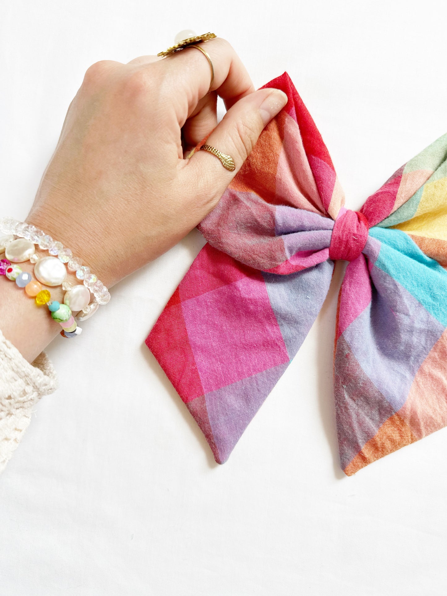 Beau hair bow in multicolour check