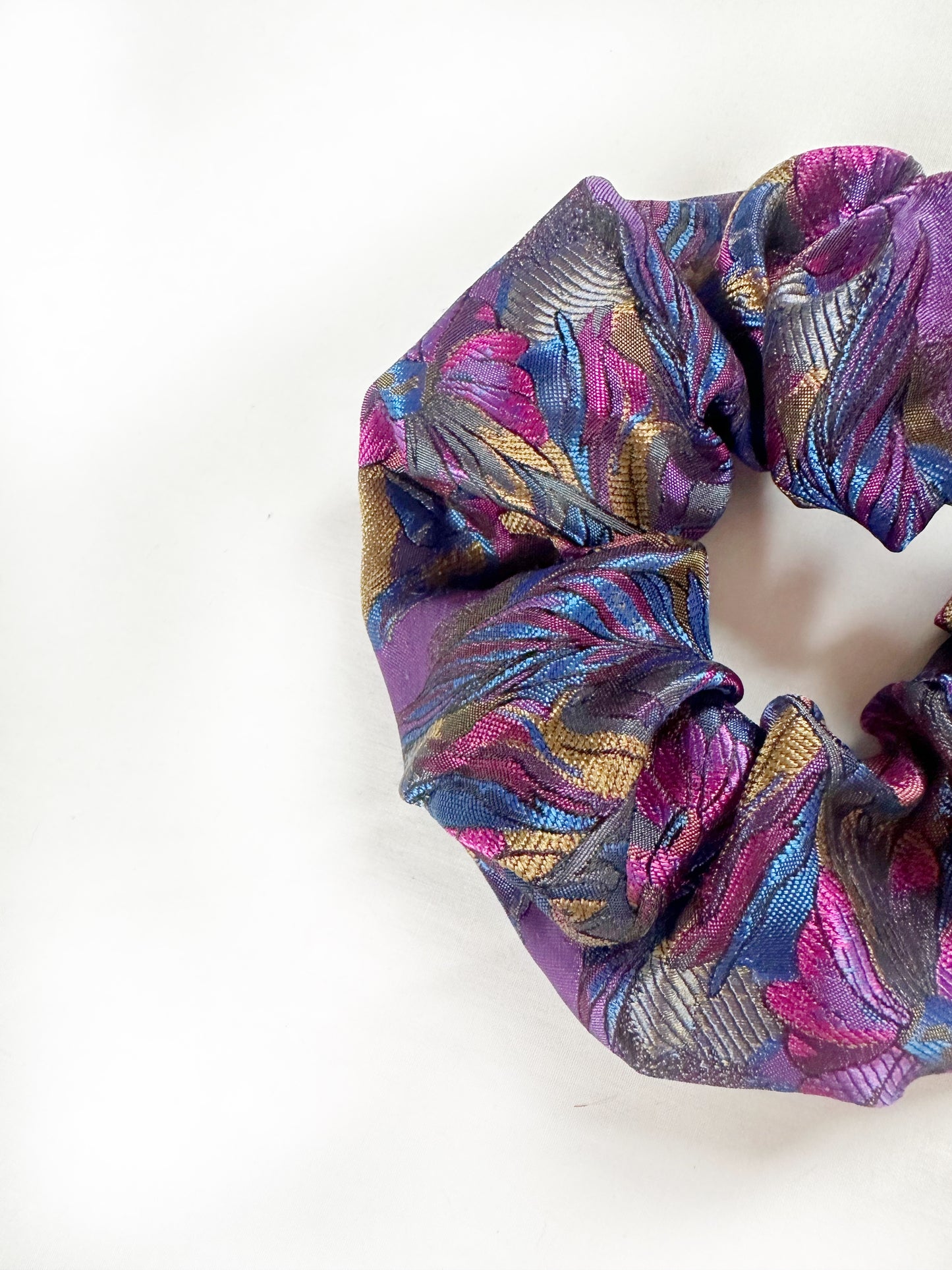 OG scrunchie in purple floral