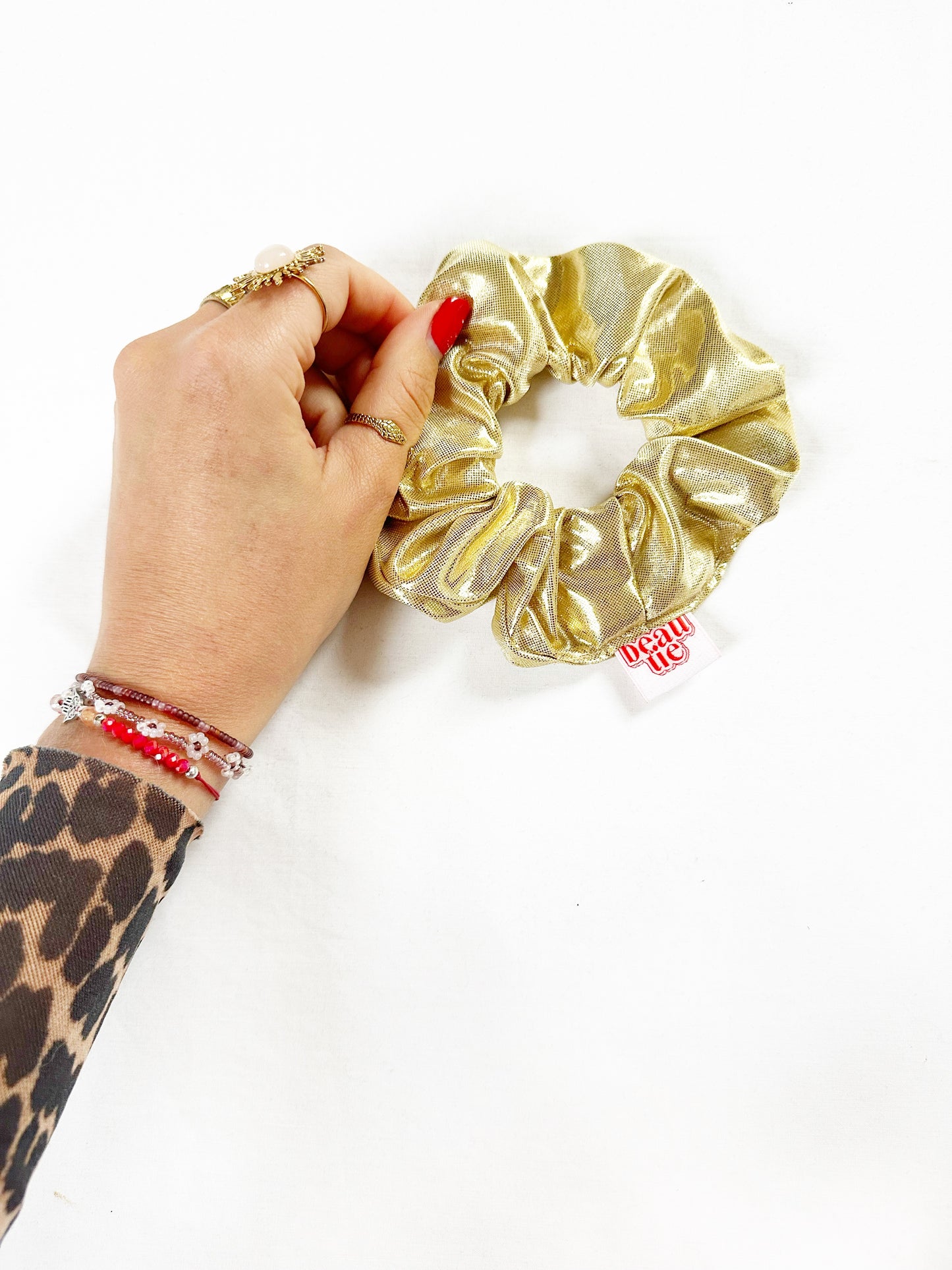 OG scrunchie in gold shimmer