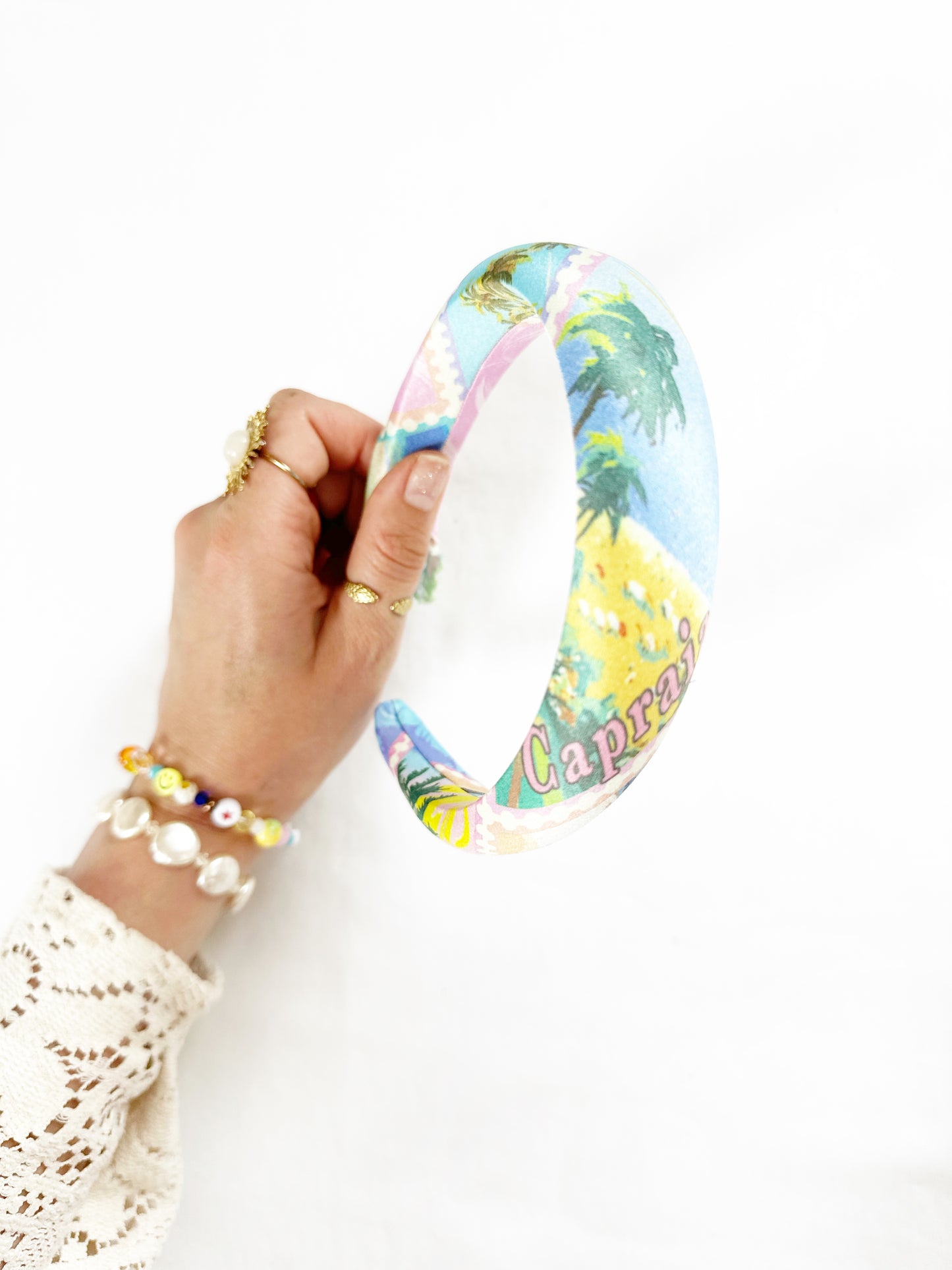 Classic Headband in holiday postcard print