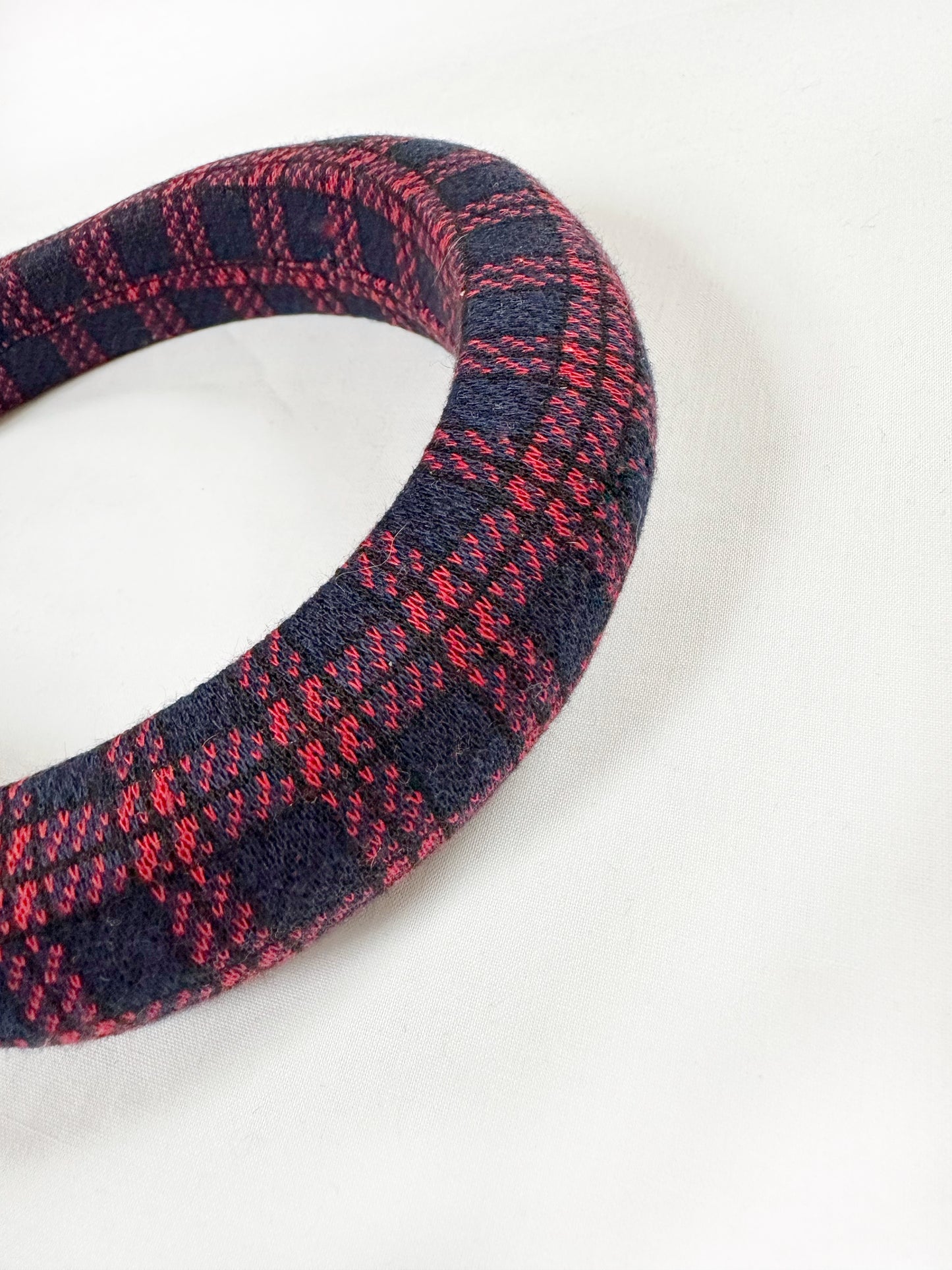 Padded Headband in navy ted tartan