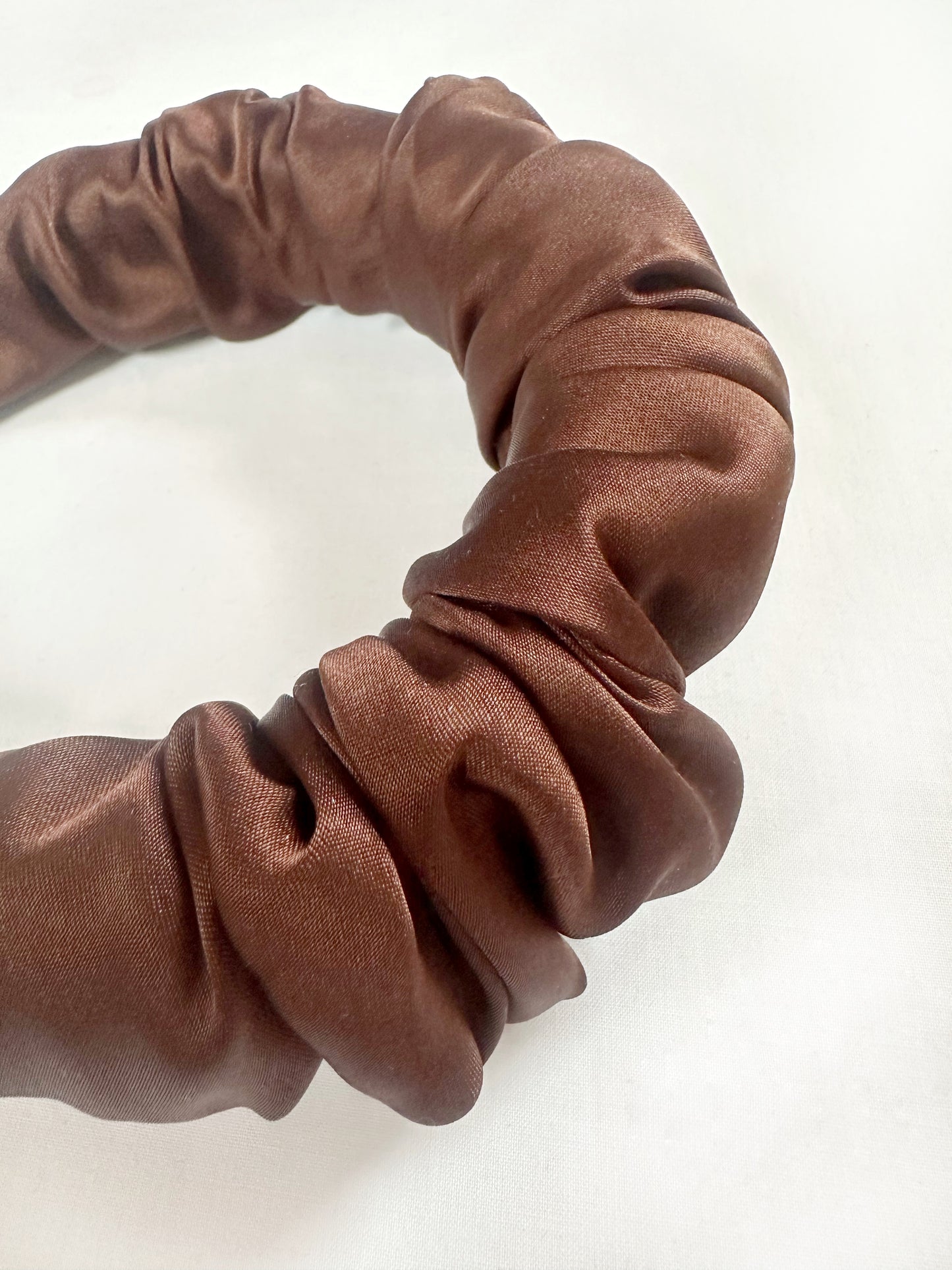 Ruffle Headband in brown silk