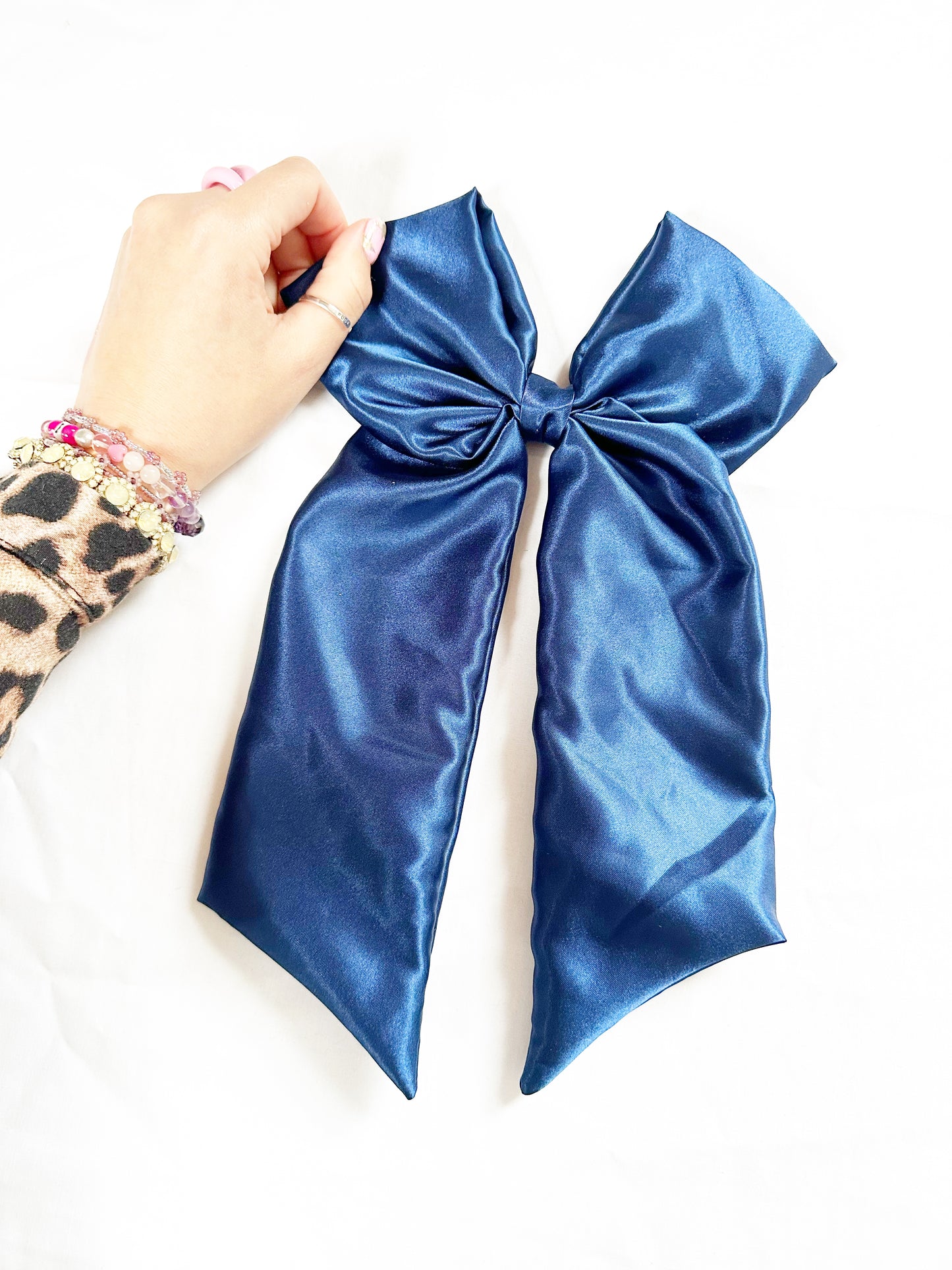 Power Hair Bow in royal blue silk