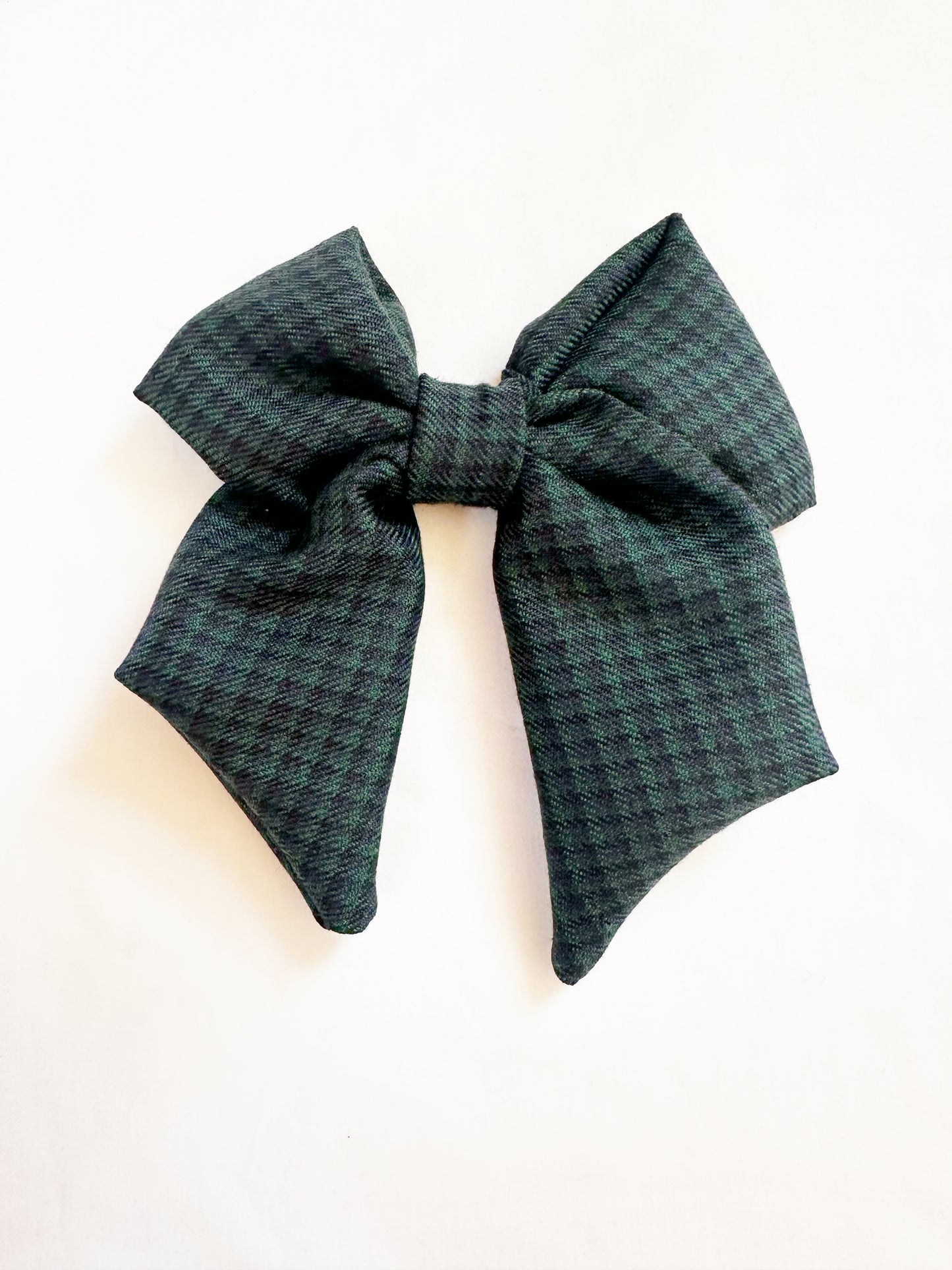 Hair Bow in navy and green check