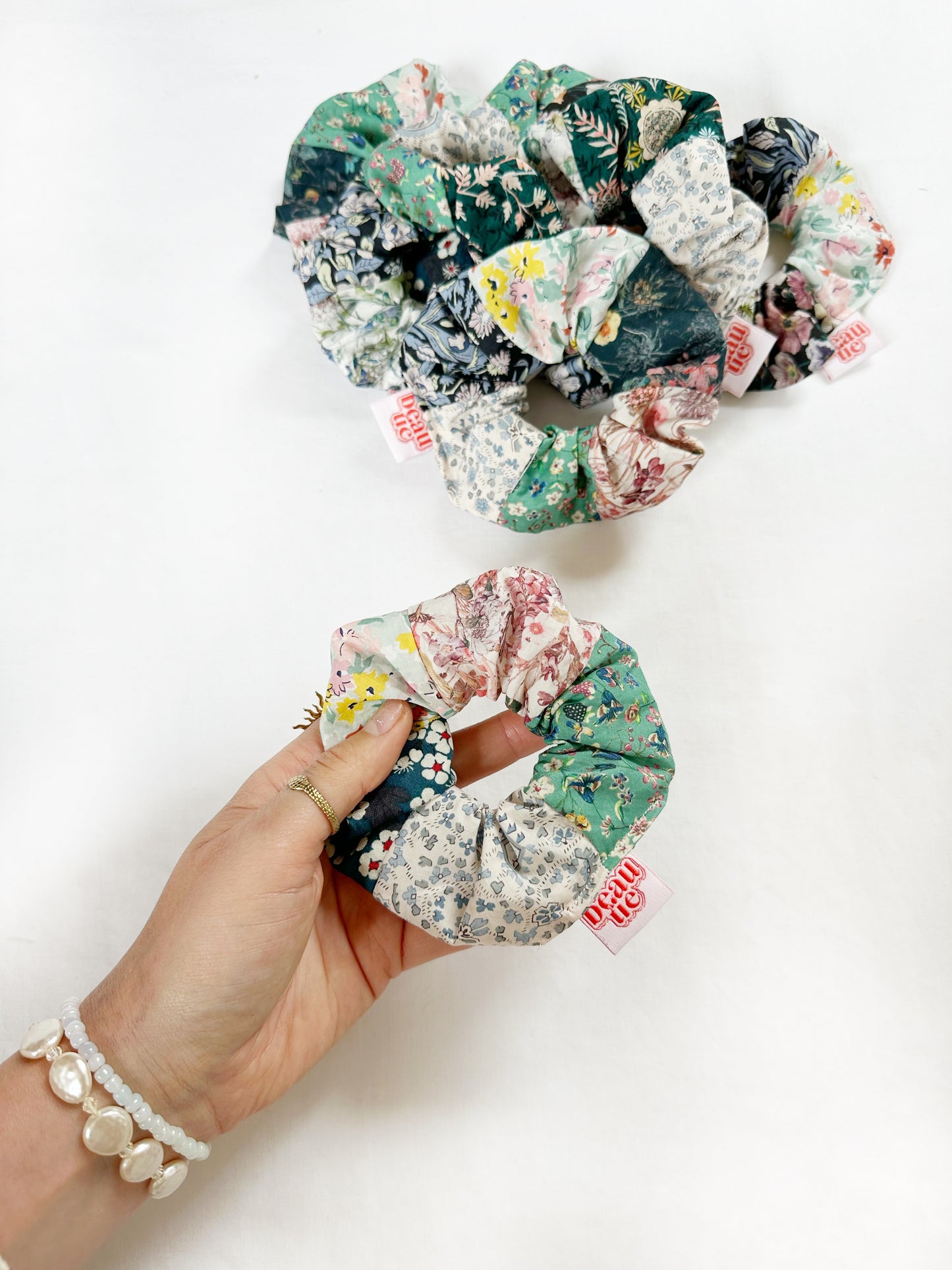 Liberty mini patchwork scrunchie in floral prints
