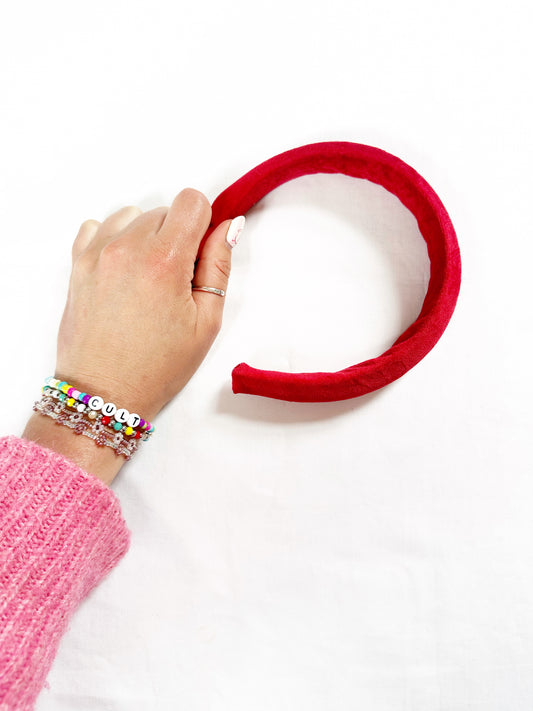 Classic Headband in red velvet