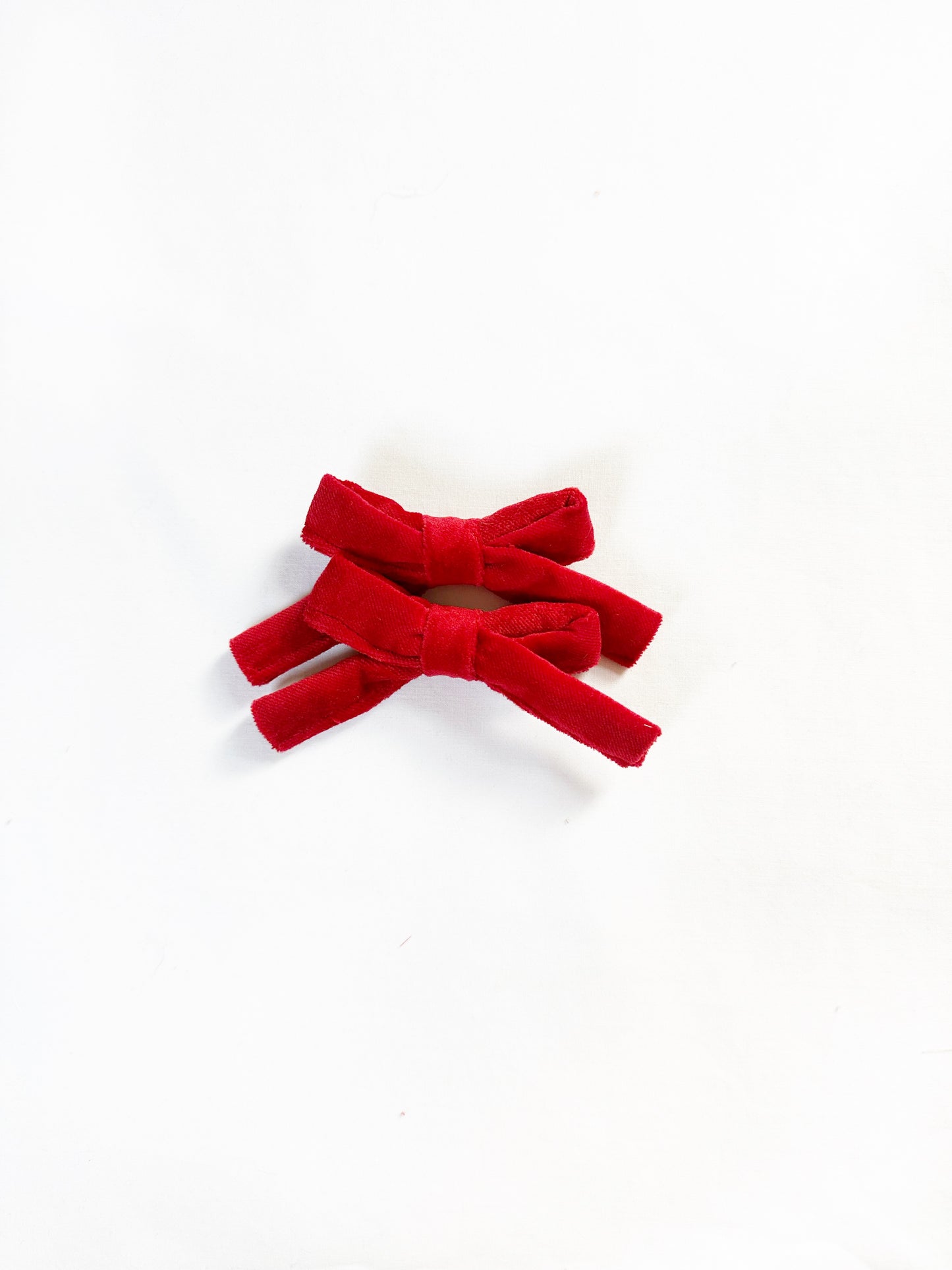 Bonnie mini hair bows in red velvet