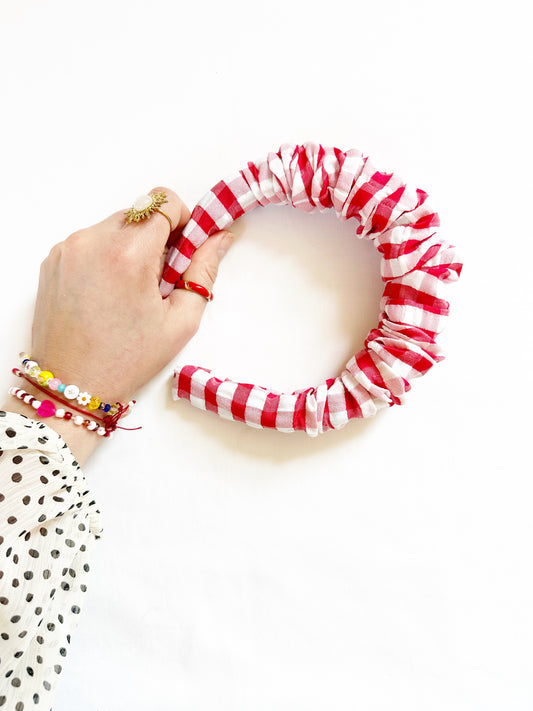 Ruffle Headband in red gingham