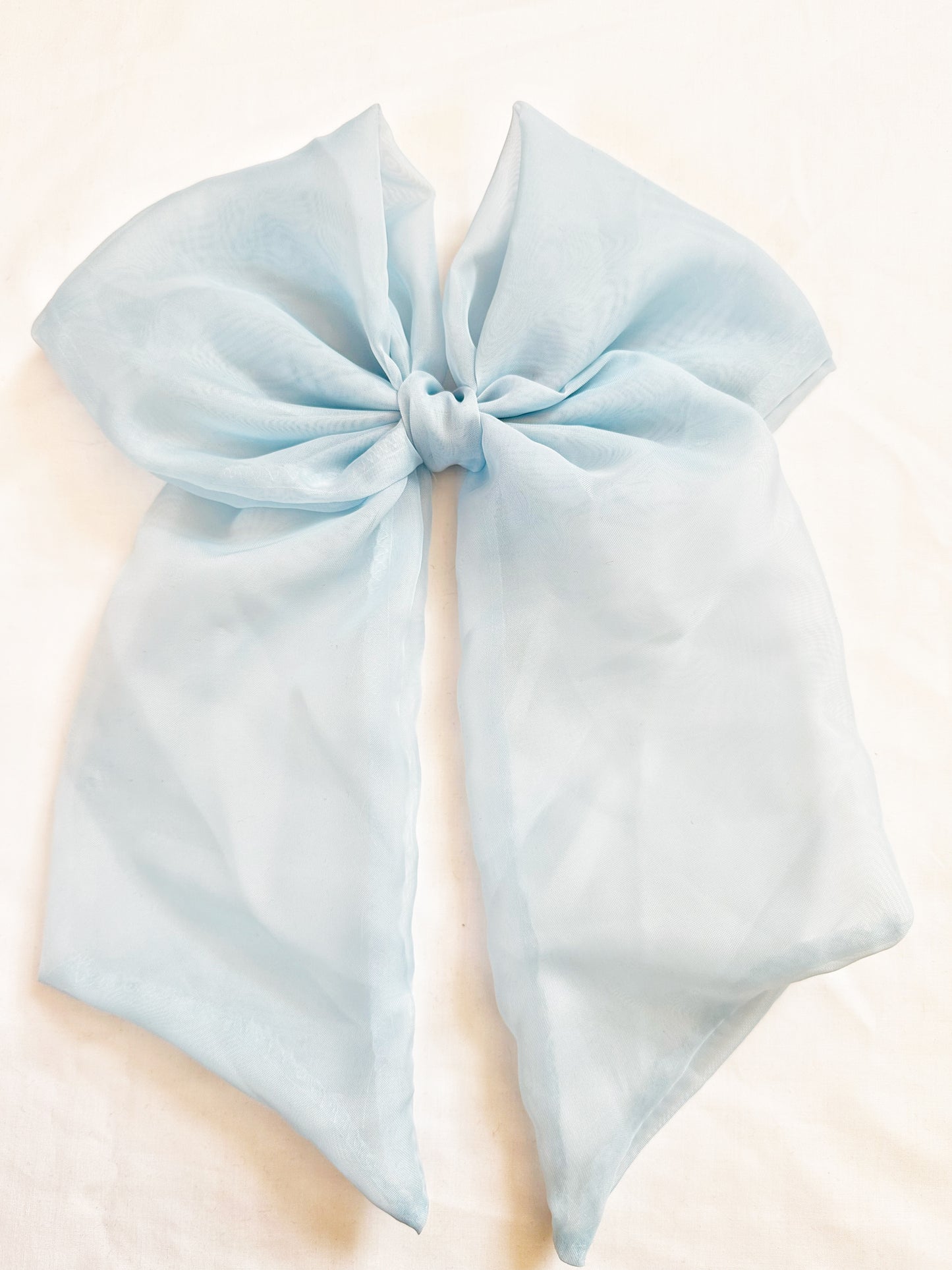 Oversized Power Hair Bow in sheer baby blue