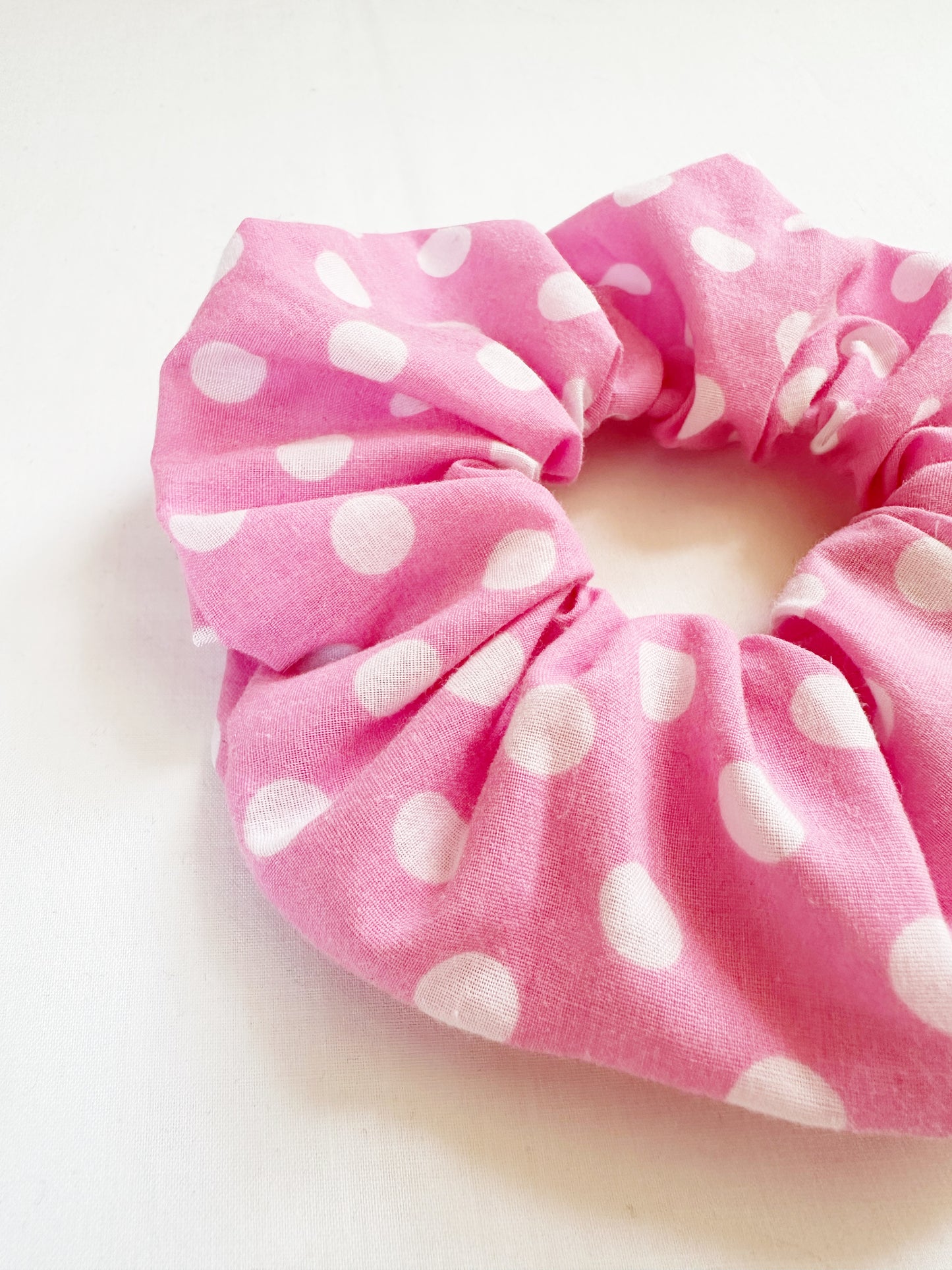 OG scrunchie in vintage pink polka dot