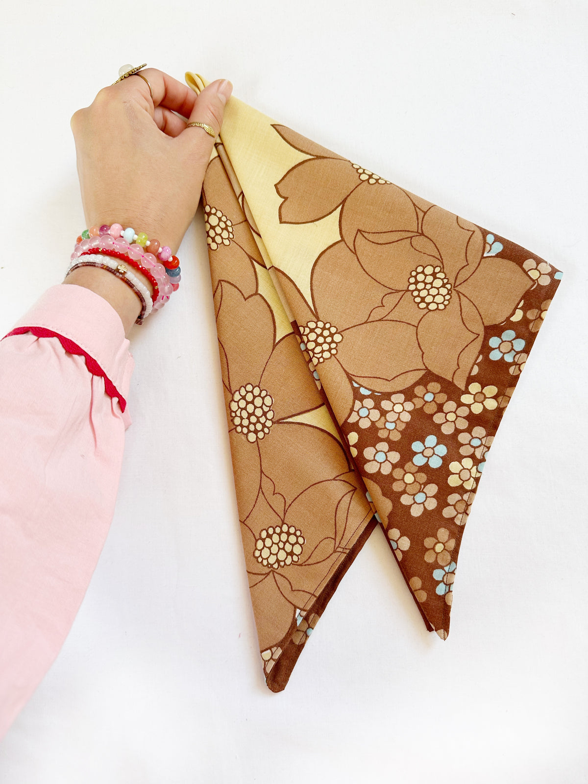 Bandana & neck scarf in brown vintage floral