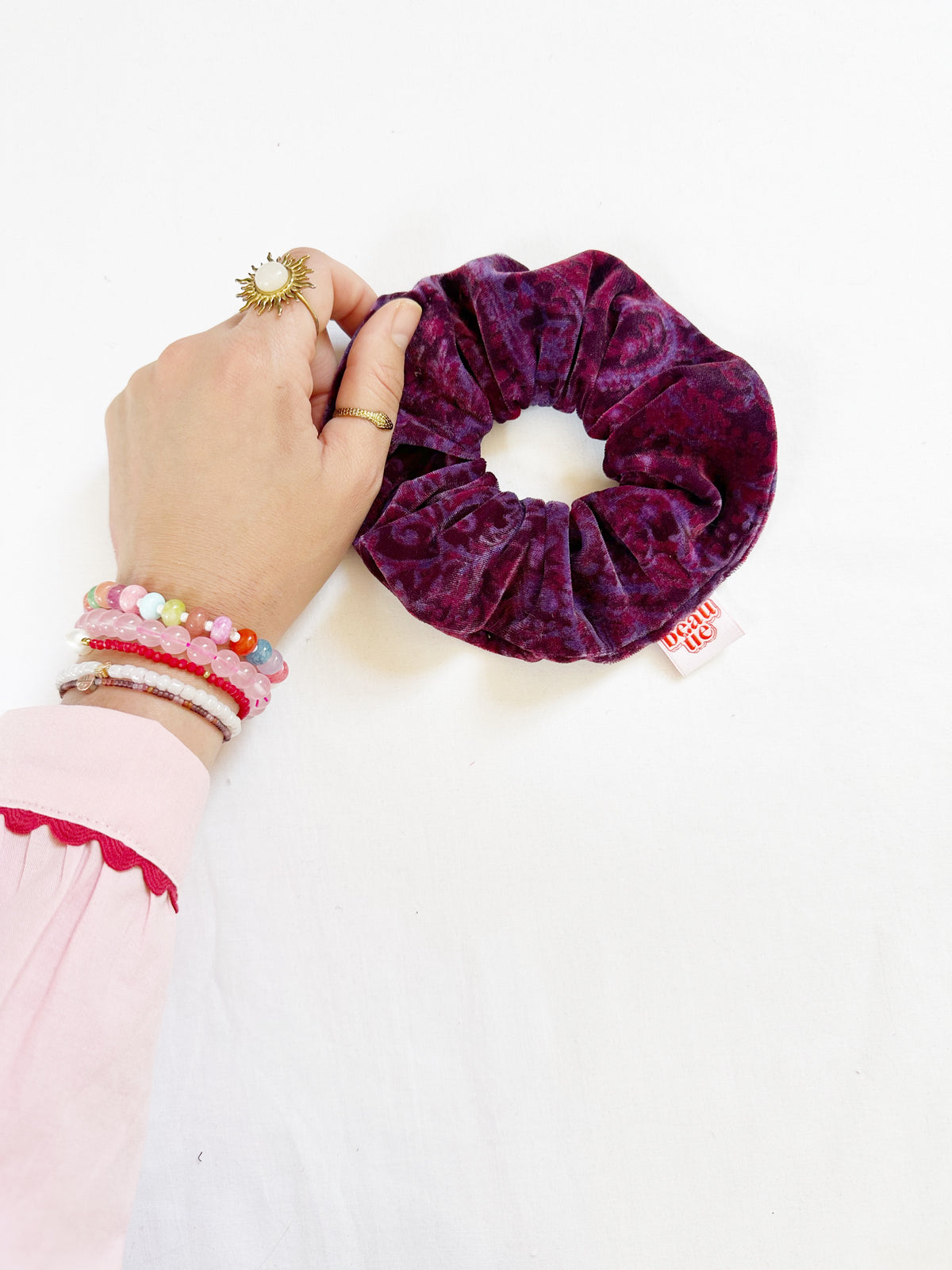 OG scrunchie in vintage paisley velvet