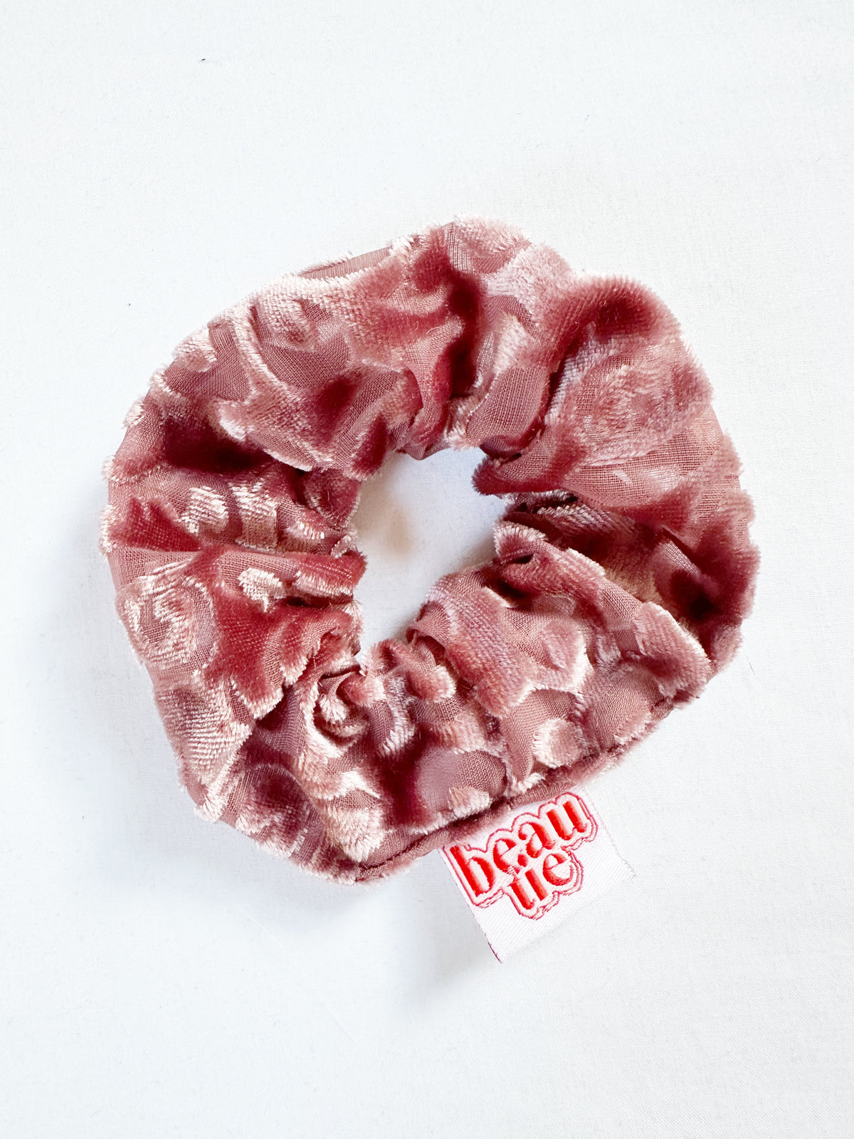 Mini scrunchie in pink velvet devoré