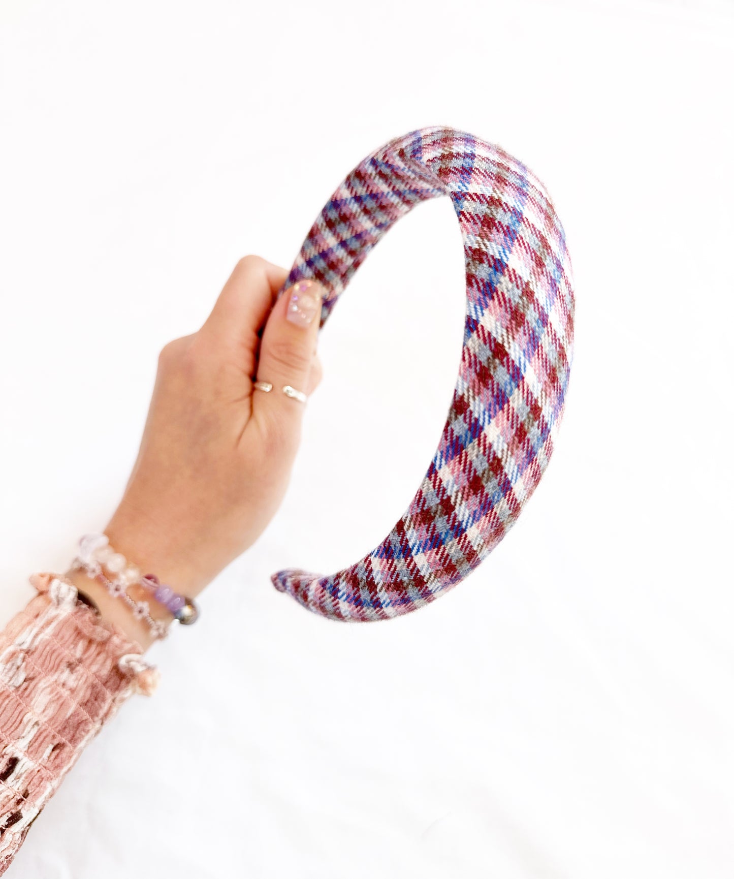 Classic Headband in brown blue tartan