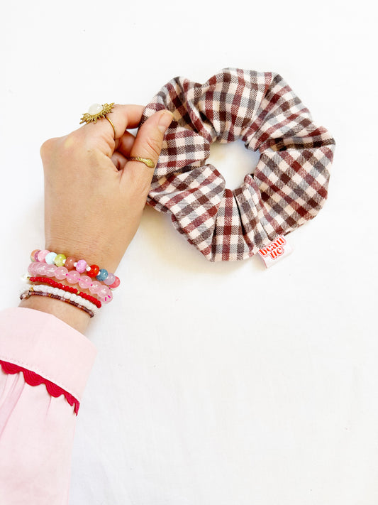 OG scrunchie in brown gingham