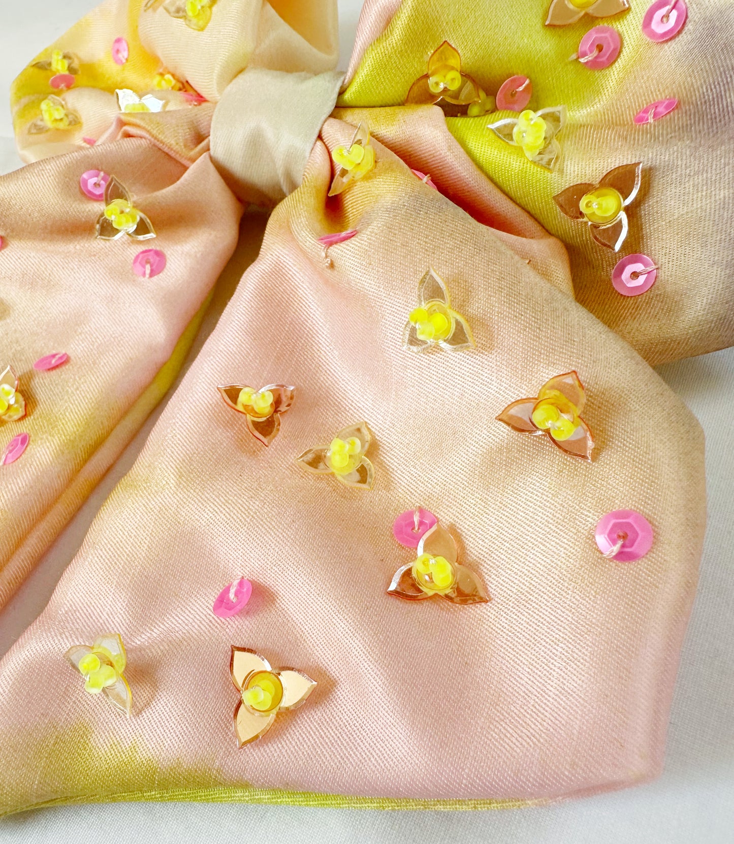 The Copenhagen - Hair Bow in multicolour pastel silky with sequin bead details