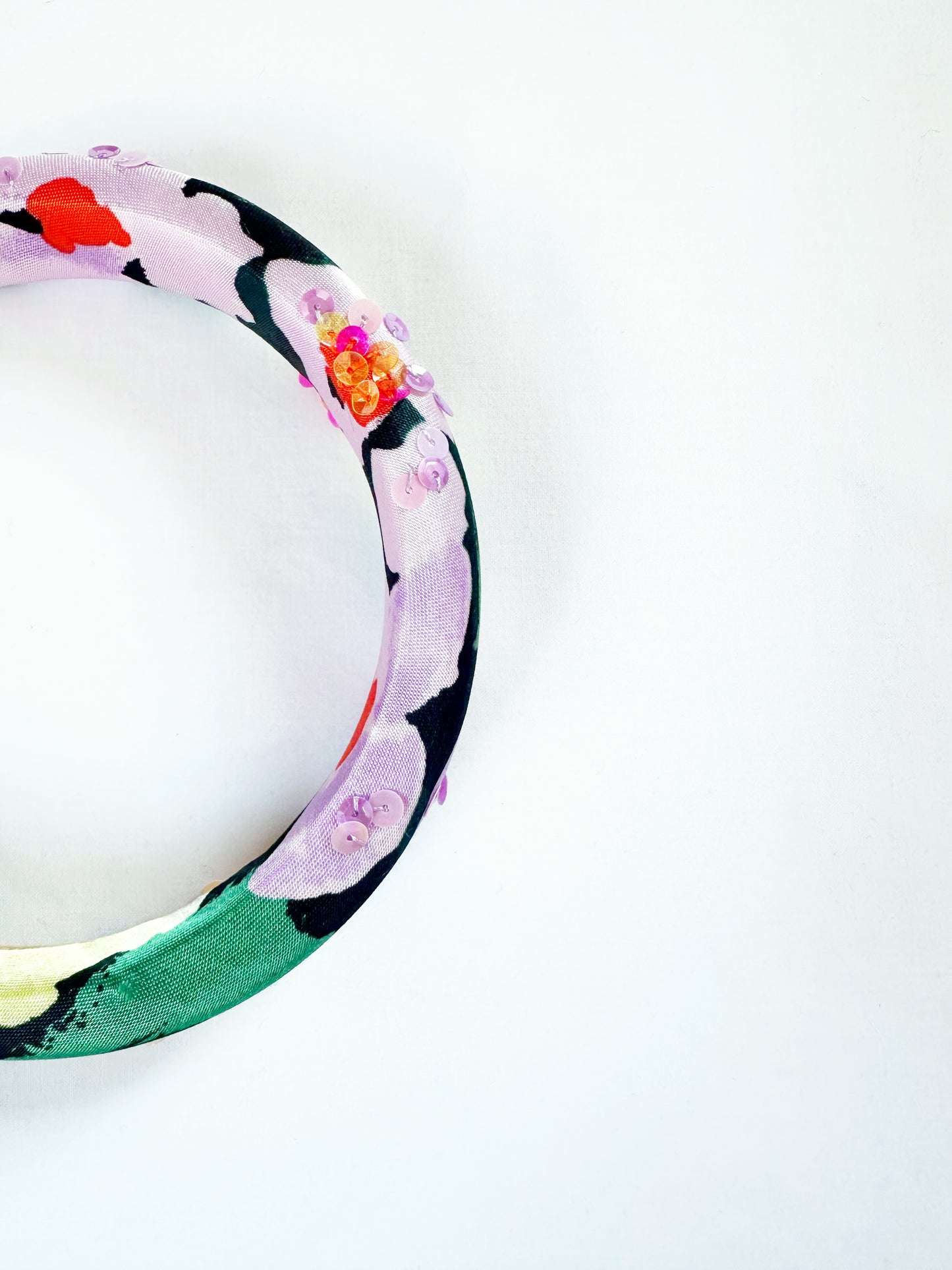 The Kate - Classic Headband in floral silky sequins