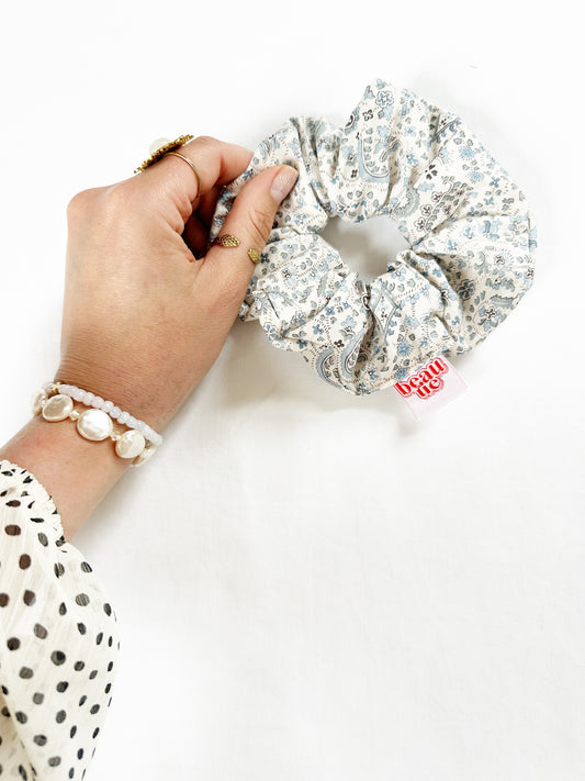 Liberty OG (regular) scrunchie in vintage blue paisley