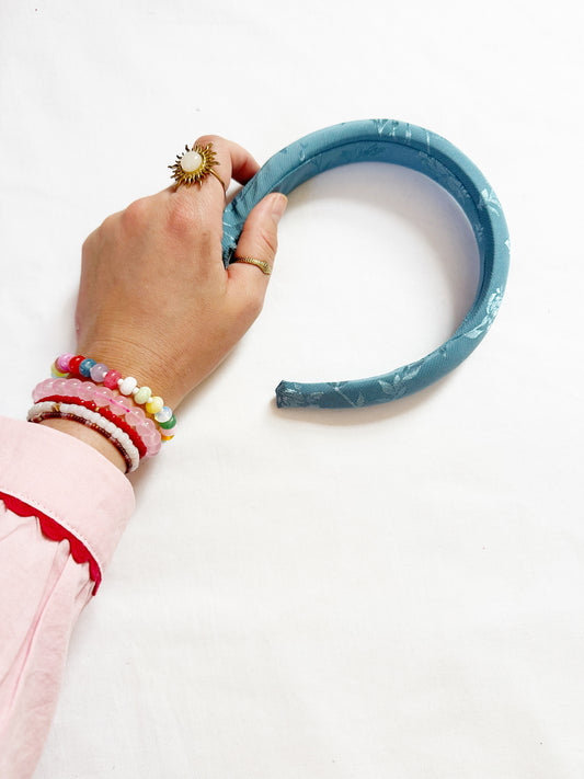 Classic Headband in blue silky floral
