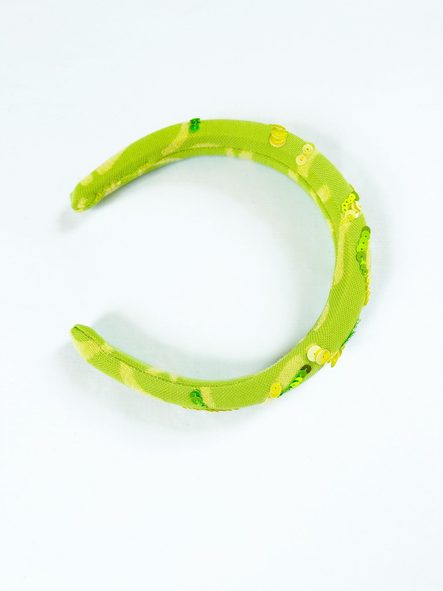 The Amalfi - Classic Headband in lime & yellow sequinned