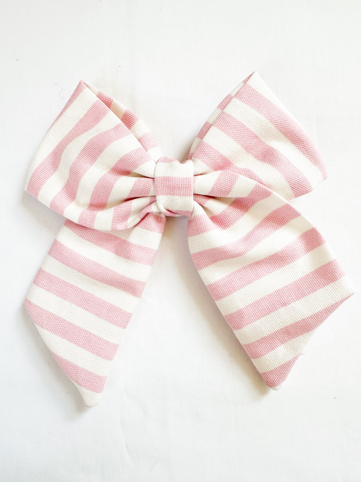 Nancy hair bow in pink white candy stripe