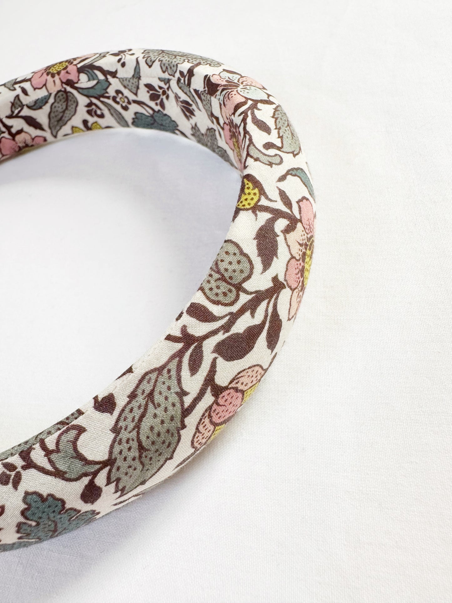 Classic Headband in pink and yellow vine print Liberty cotton