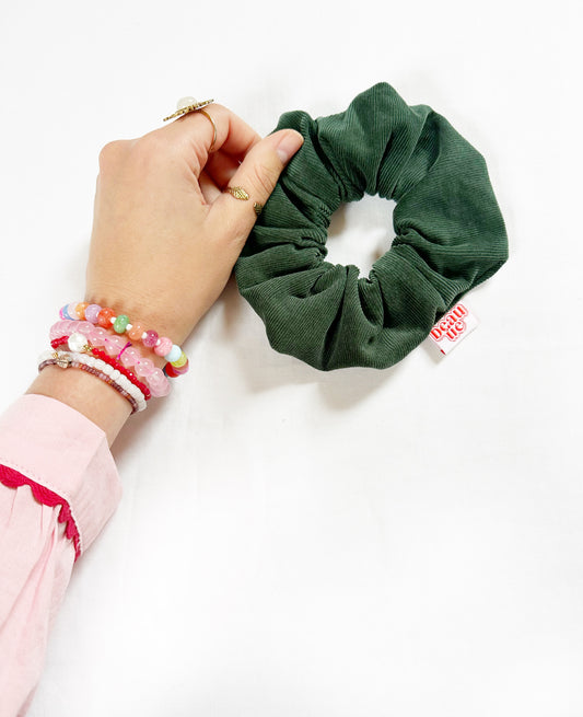 OG scrunchie in green corduroy