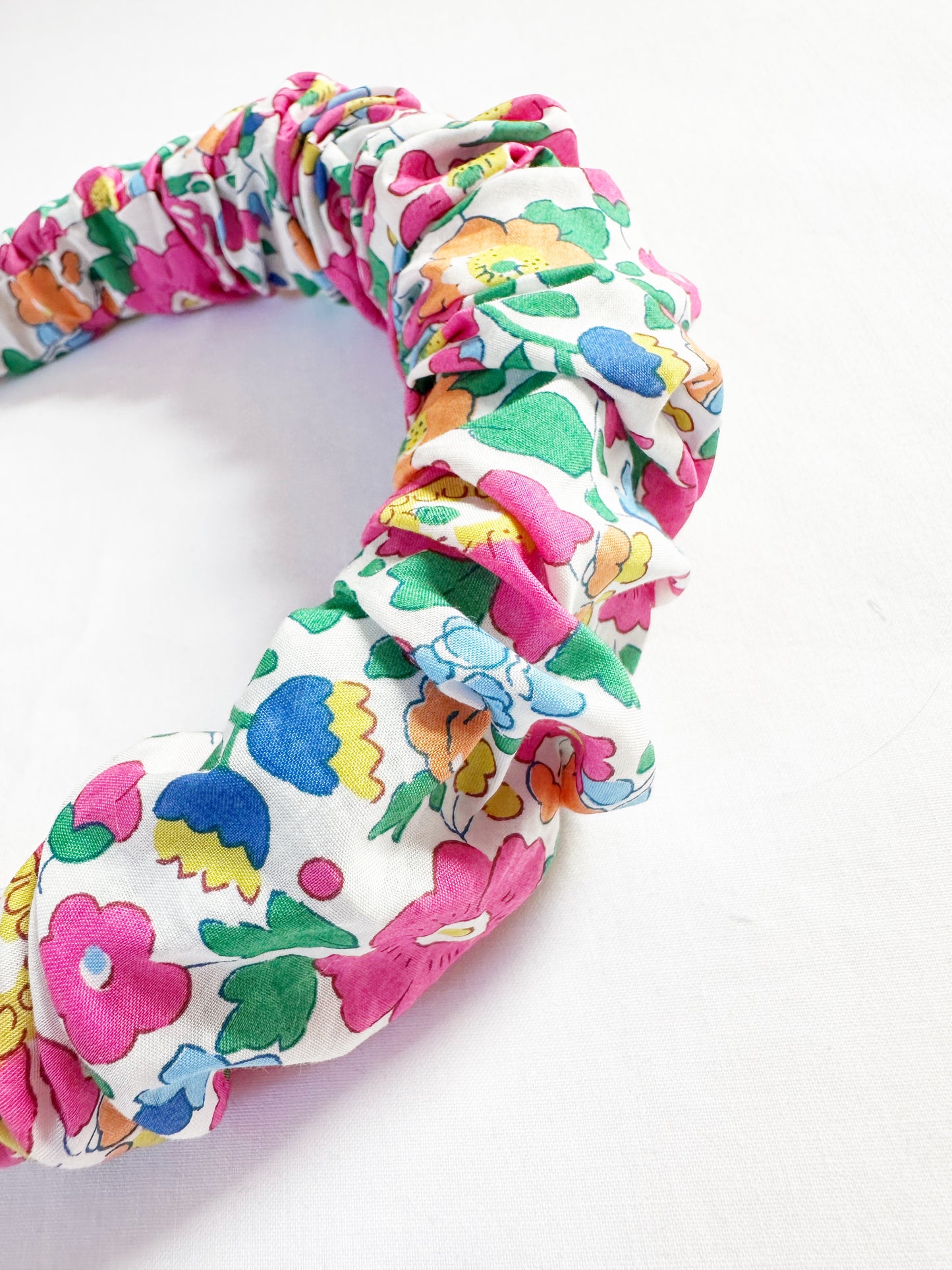 Ruffle Headband in Liberty Betsy pink floral