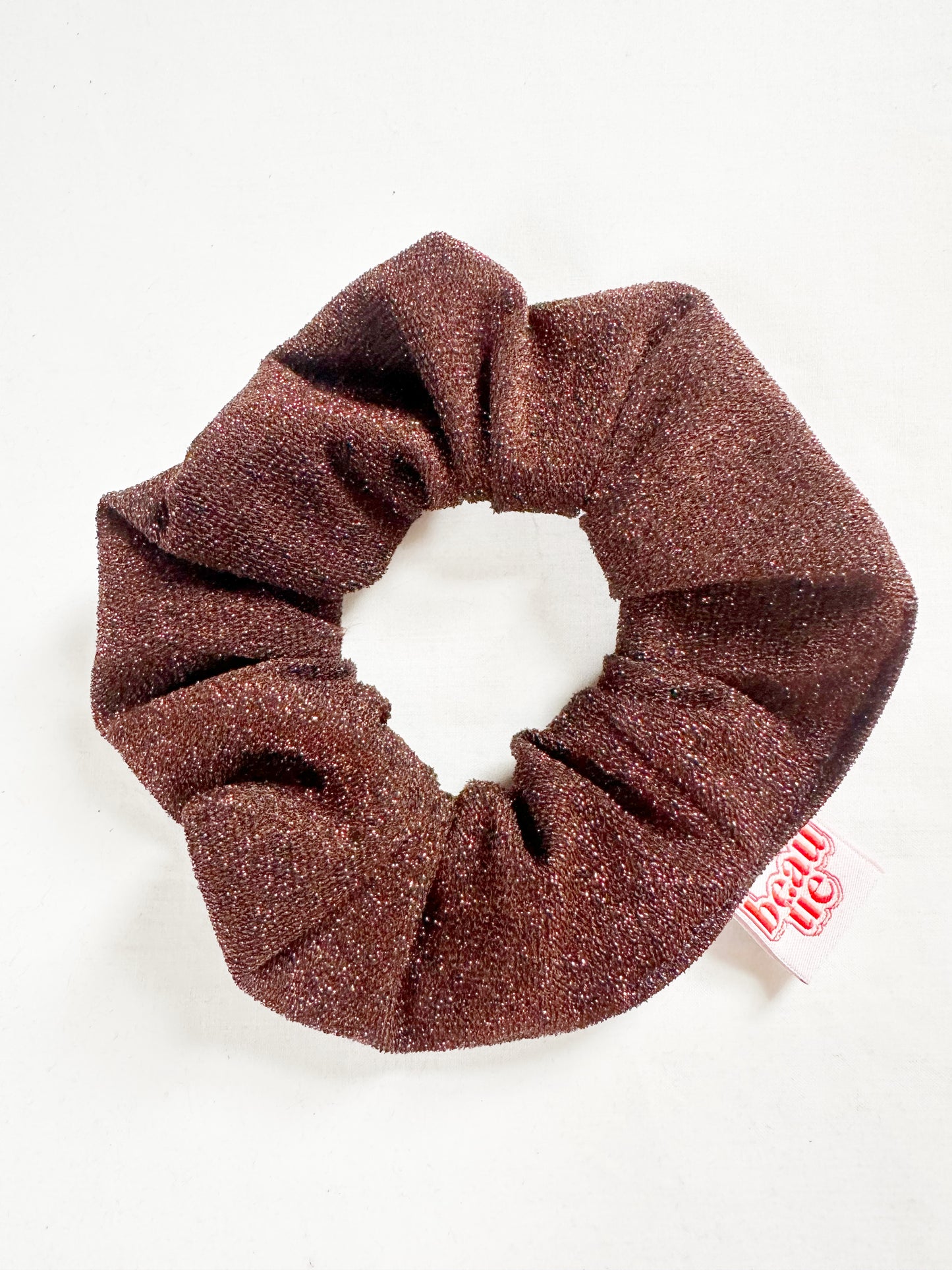 OG scrunchie in brown glitter