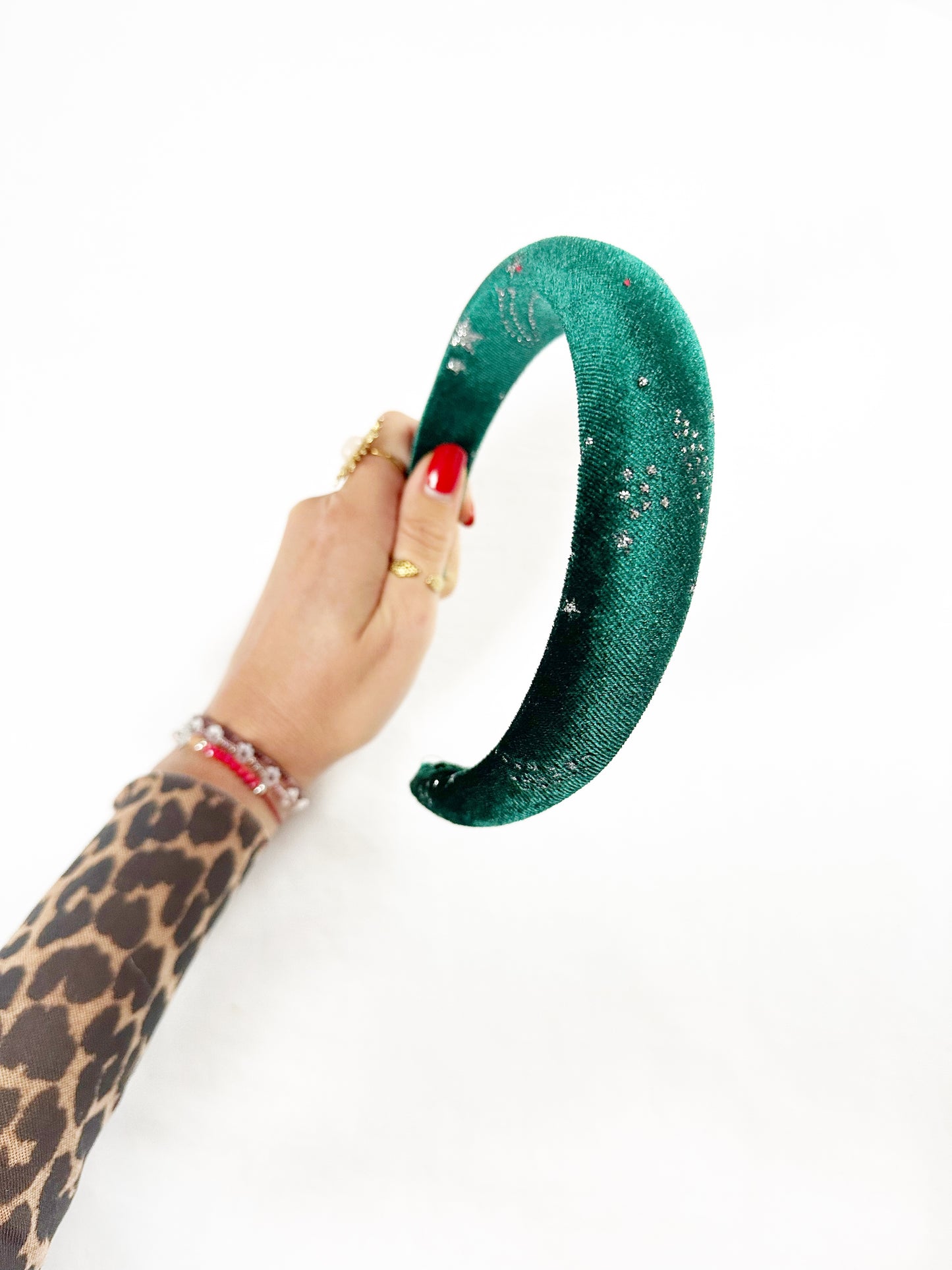 Classic Headband in green velvet star