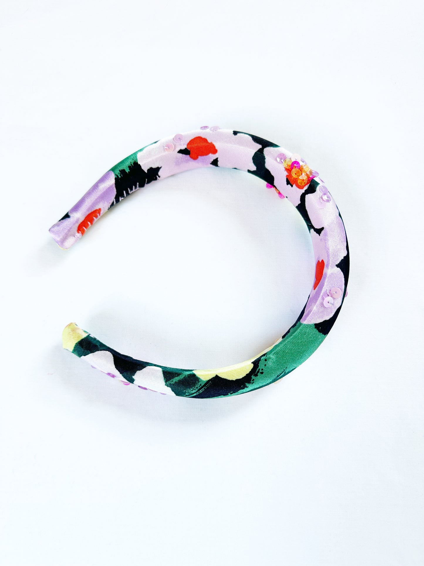 The Kate - Classic Headband in floral silky sequins