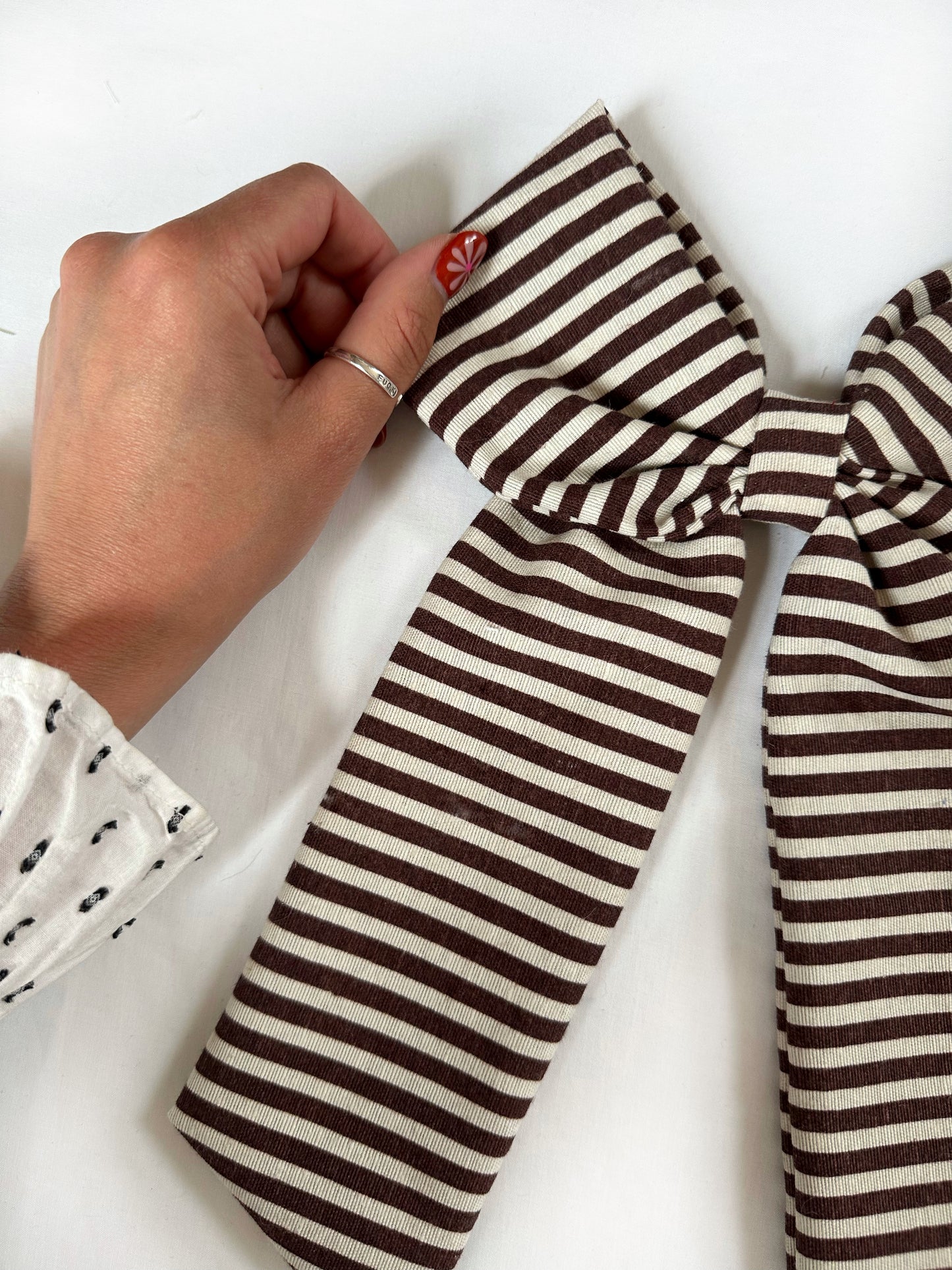 POWER Hair Bow in brown stripe