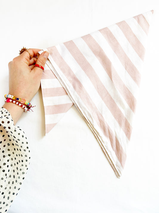 Bandana & neck scarf in blush and white stripe