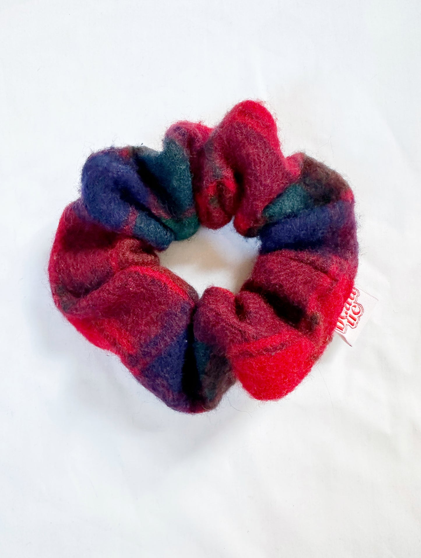 OG scrunchie in red tartan wool