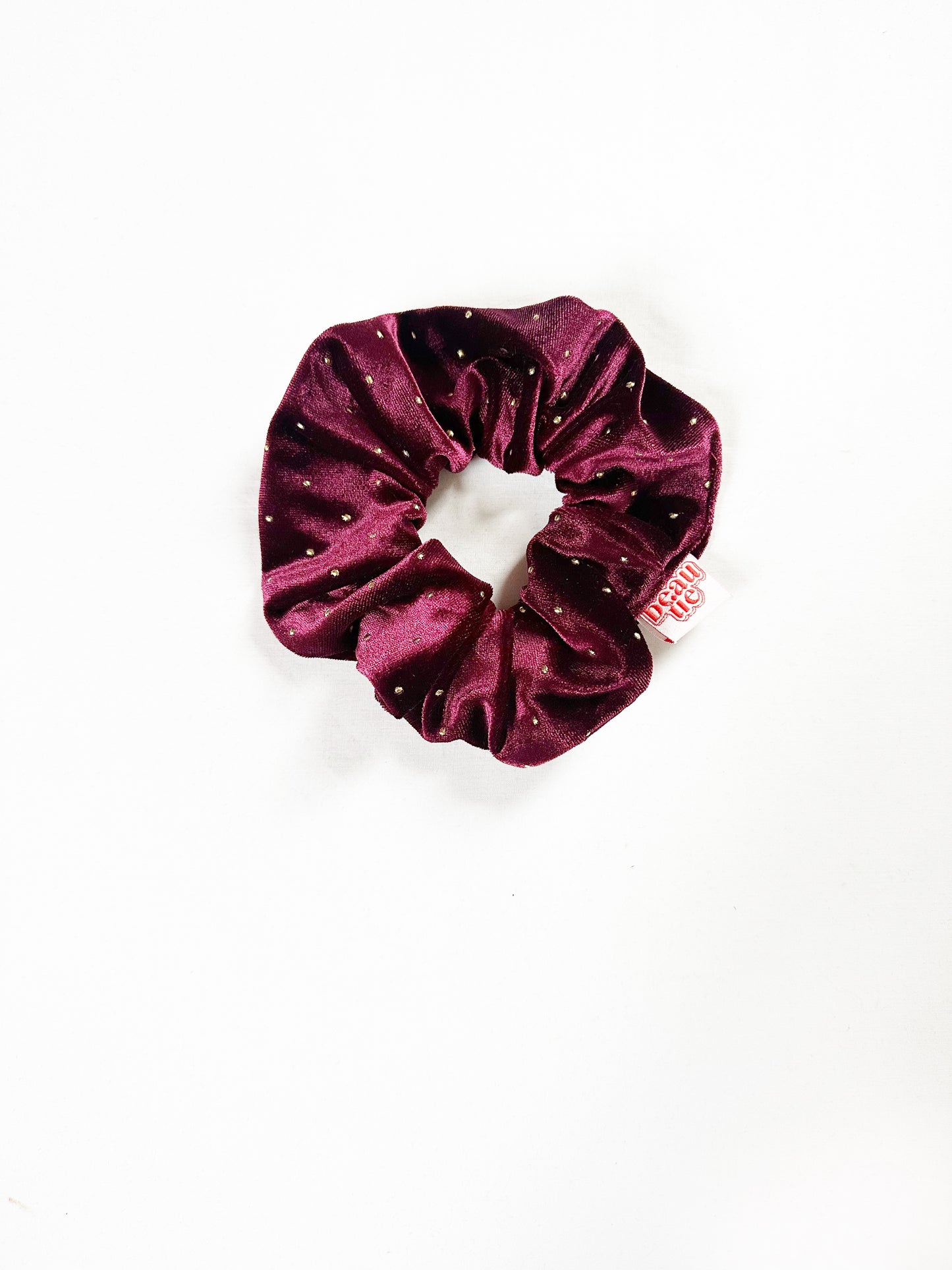 OG scrunchie in burgundy studded velvet