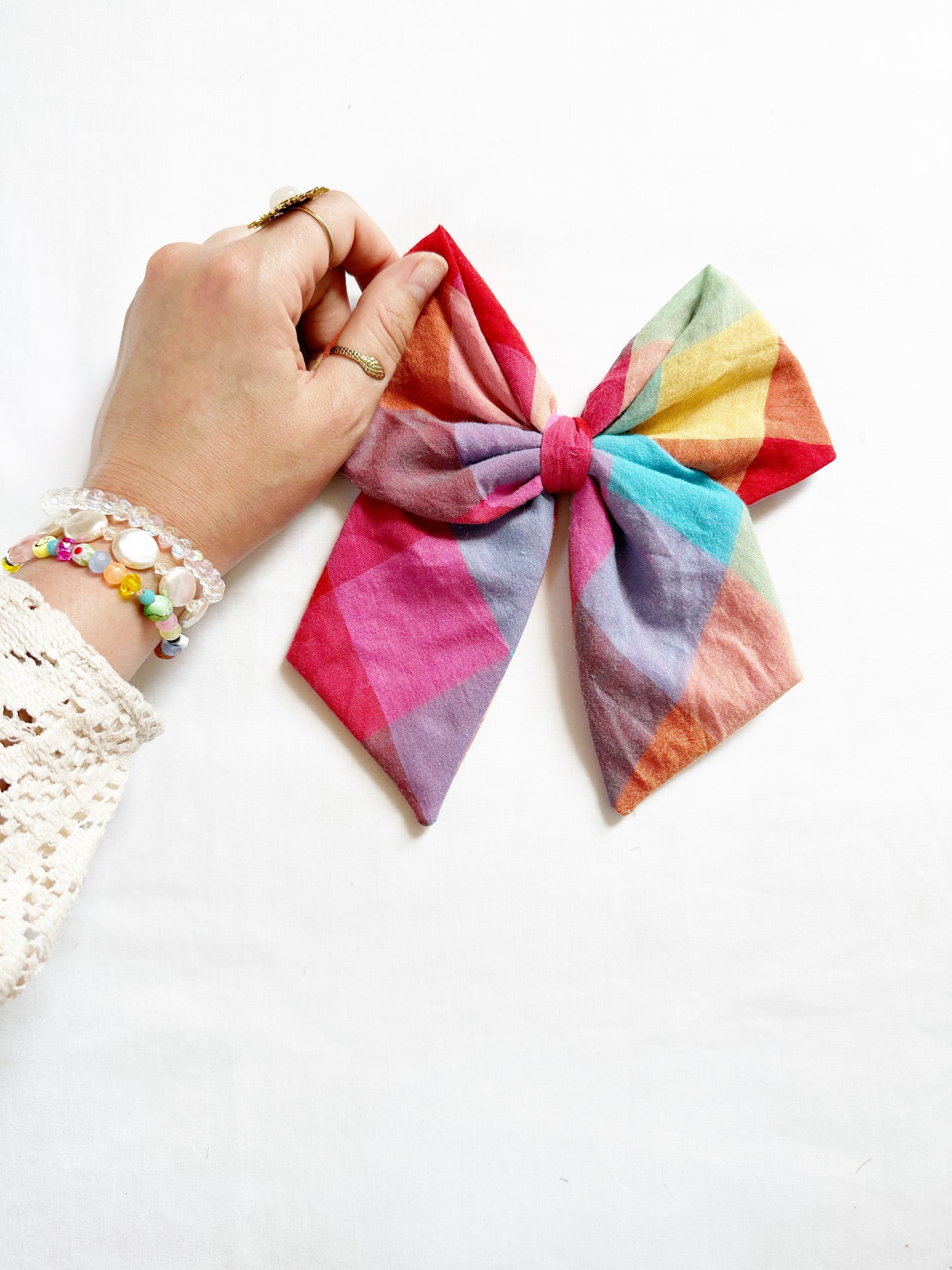 Beau hair bow in multicolour check