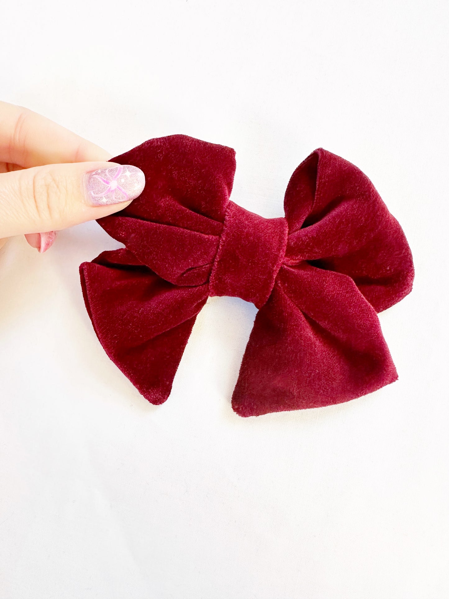 MINI Hair Bow in maroon velvet