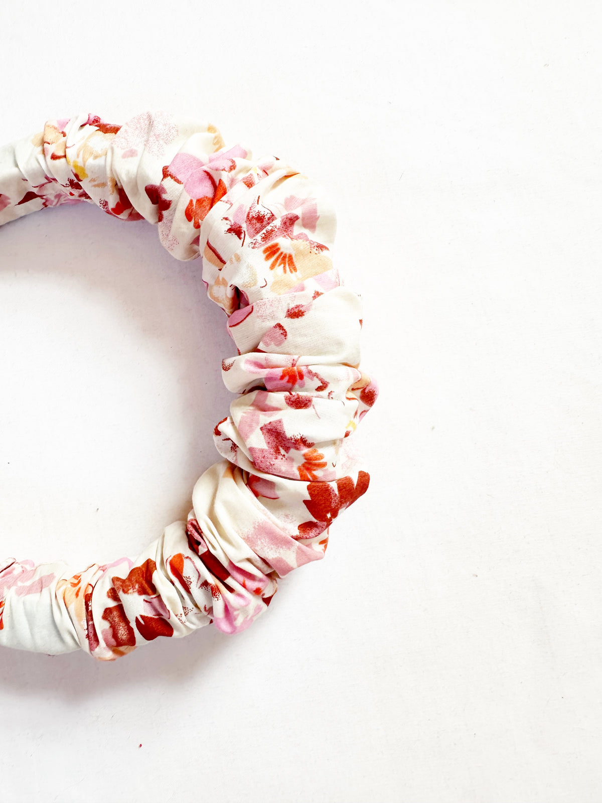 Ruffle Headband in pink brown floral