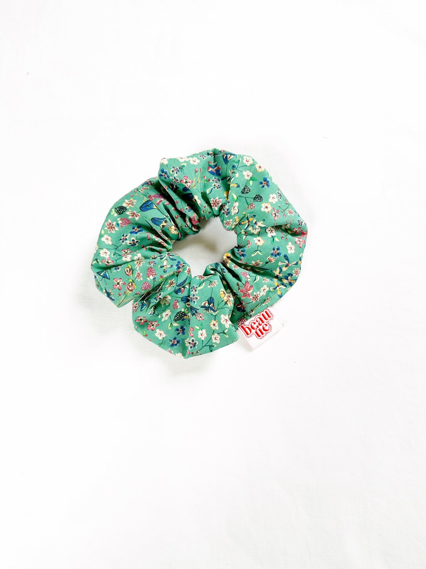 Liberty OG (regular) scrunchie in turquoise floral