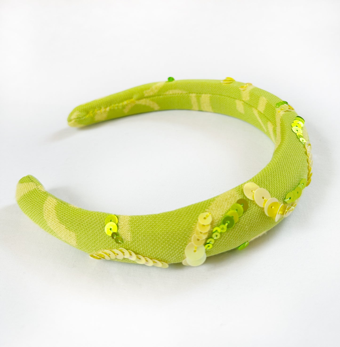 The Amalfi - Classic Headband in lime & yellow sequinned