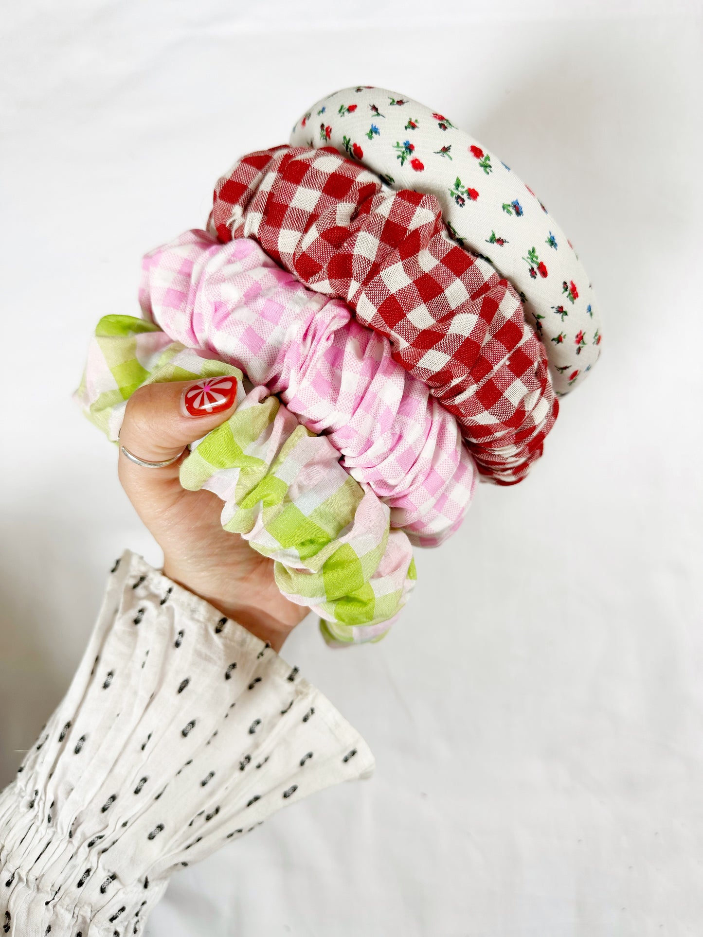 Ruffle Headband in red gingham