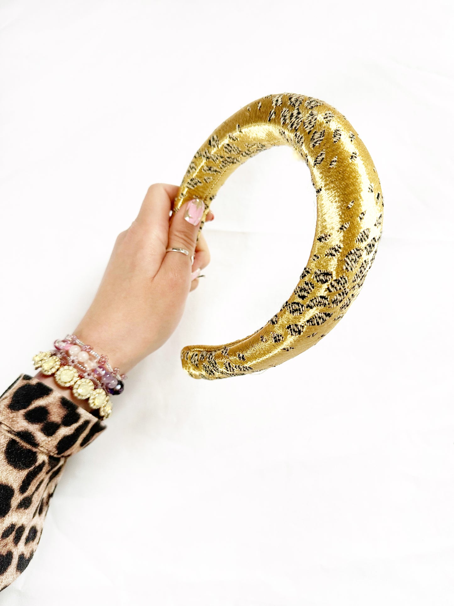 Padded Headband in gold silk brocade